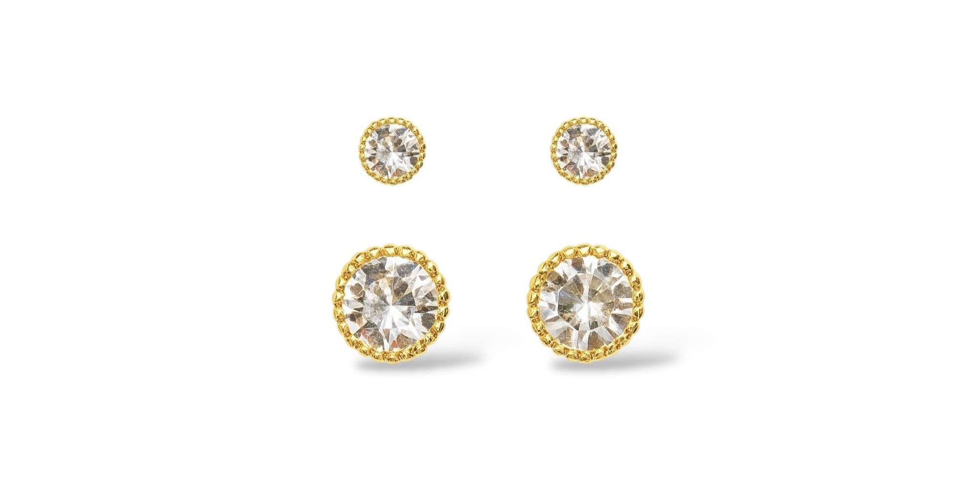 Brinco Duo Cristal Banhado a Ouro 18K