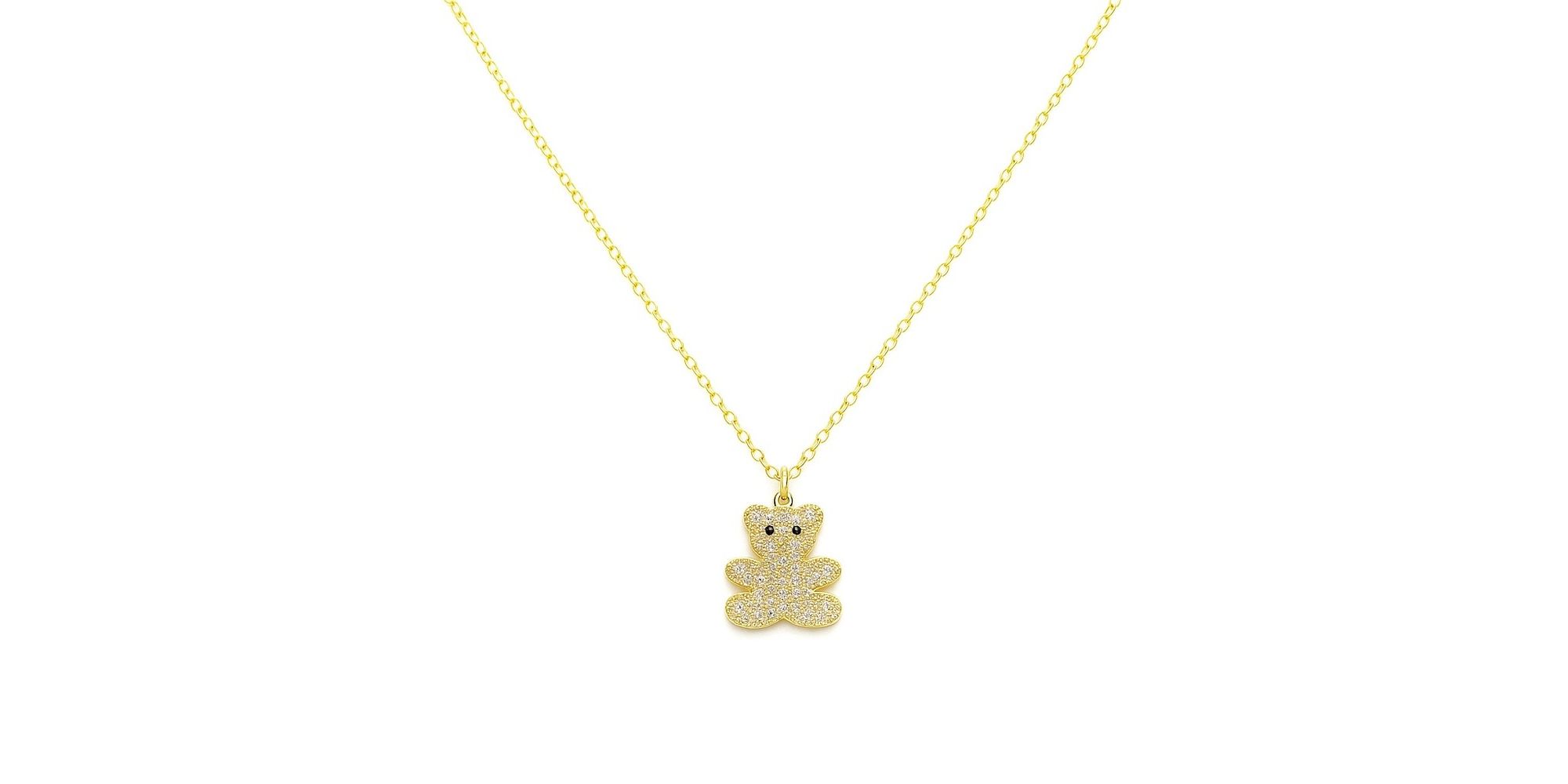 Colar Infantil Urso Cristal Cravejado Banhado a Ouro 18K