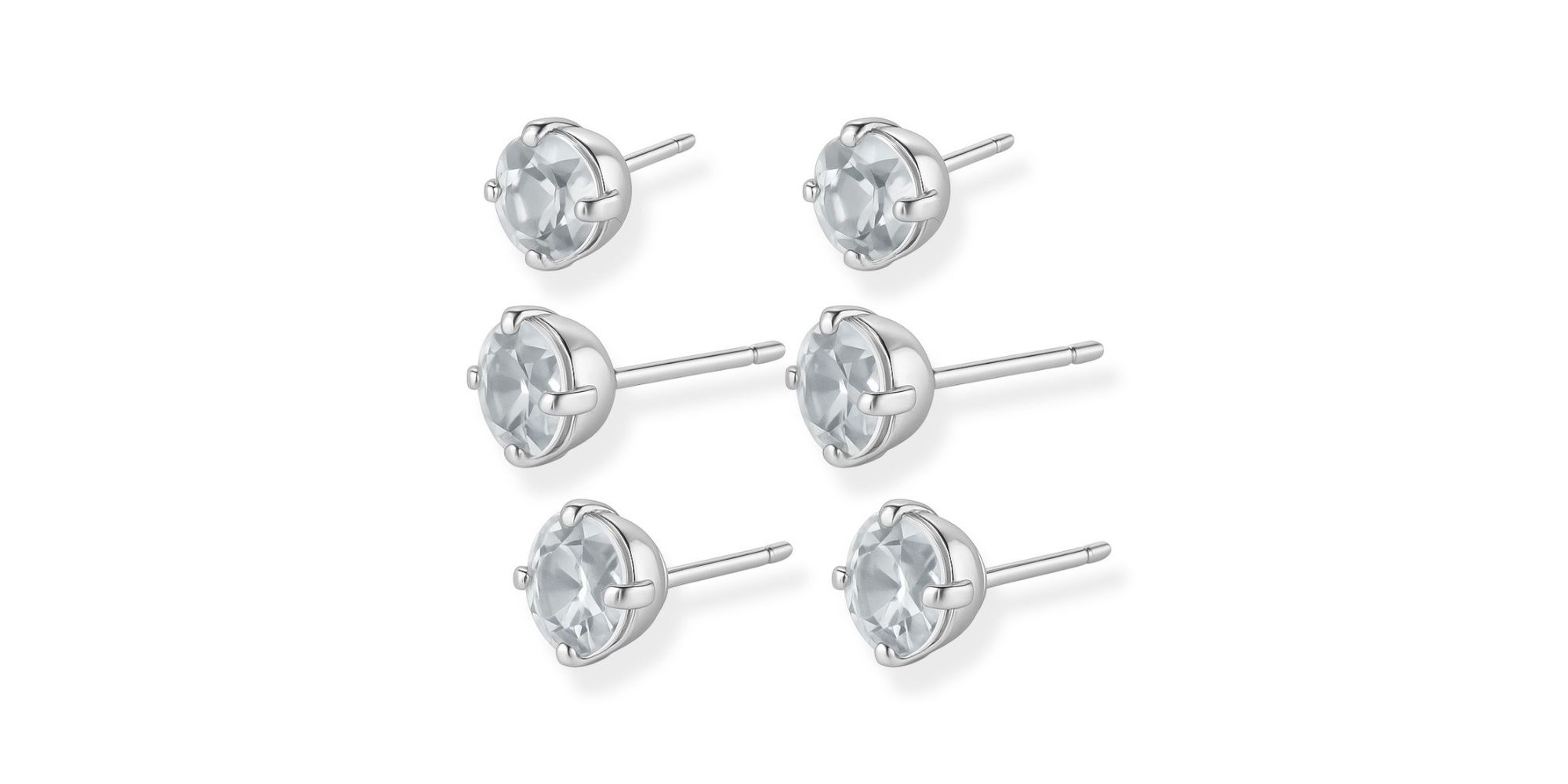 Brinco Trio Bolinha Cristal Banhado a Prata 925