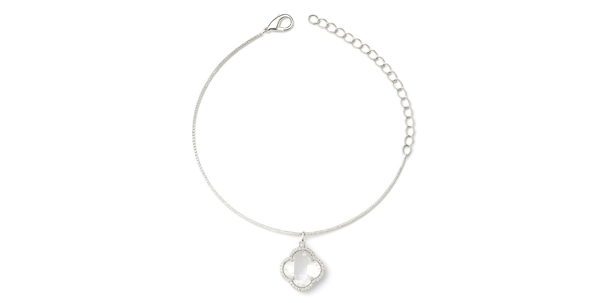 Pulseira Veneziana Trevo 3D Cristal Banhado A Prata 925