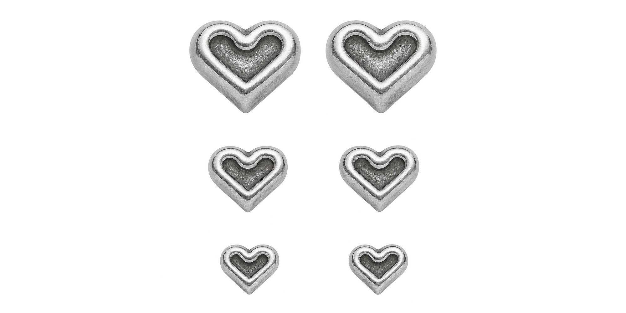 Brinco Trio Corações Liso Banhado A Prata 925