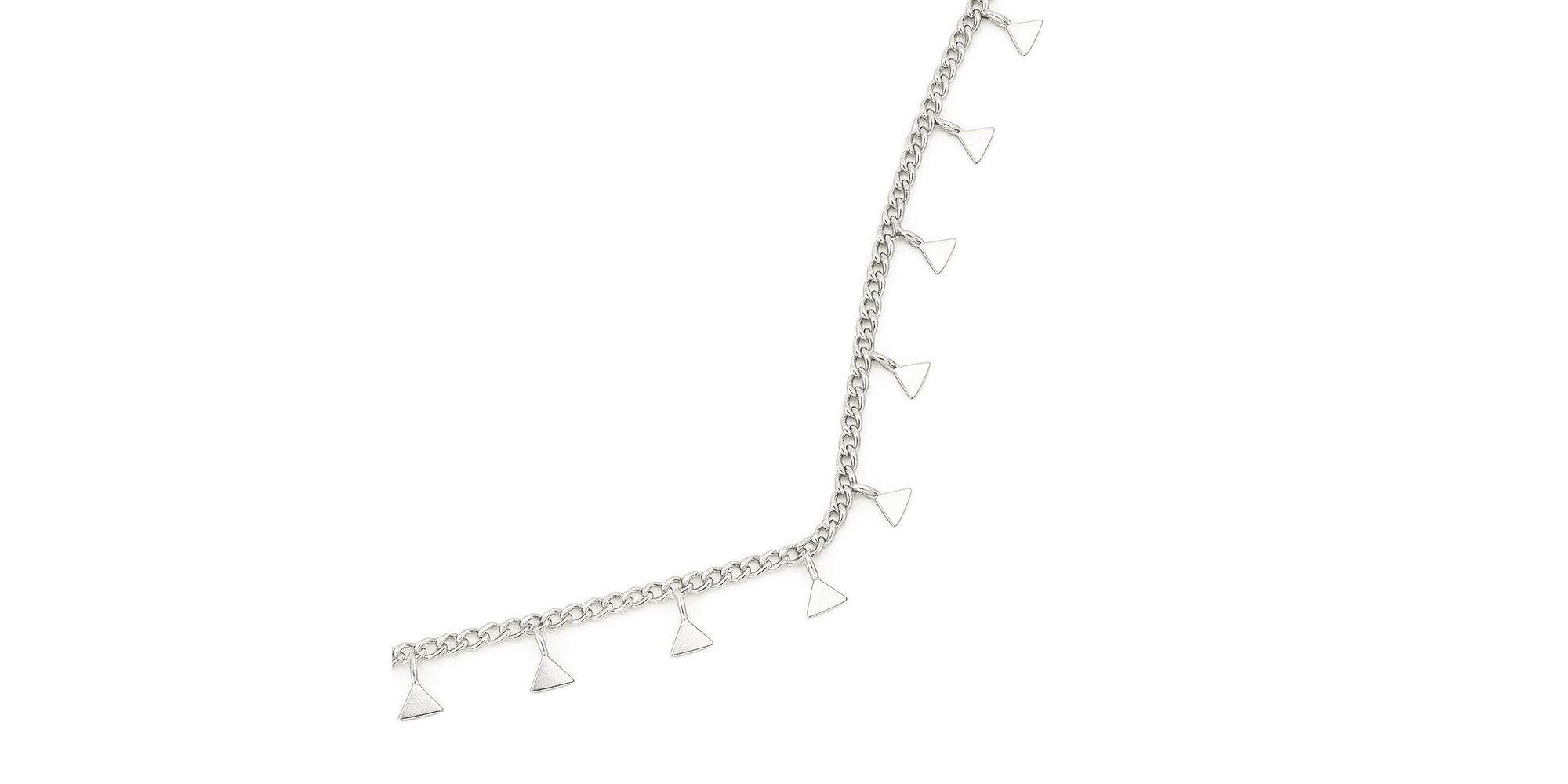 Tornozeleira Triângulo Contínua Banhado A Prata 925