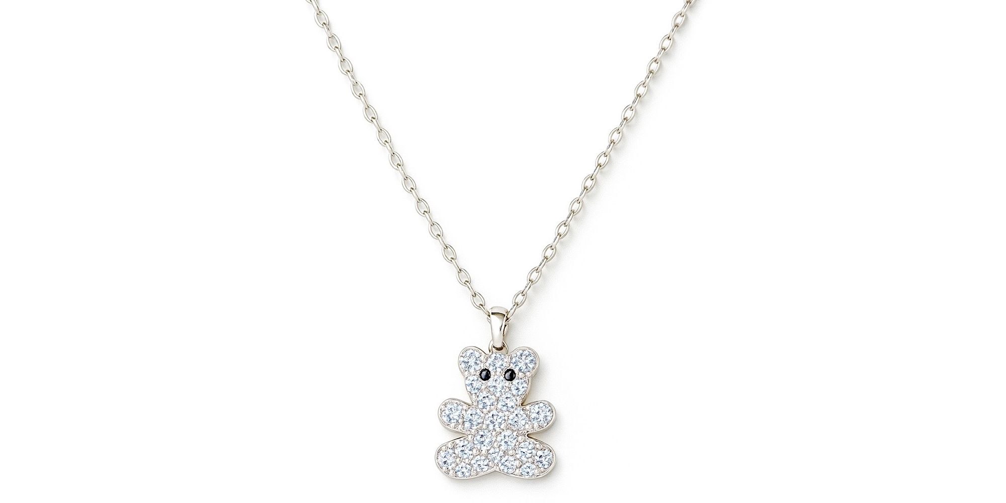 Colar Infantil Urso Cristal Cravejado Banhado a Prata 925