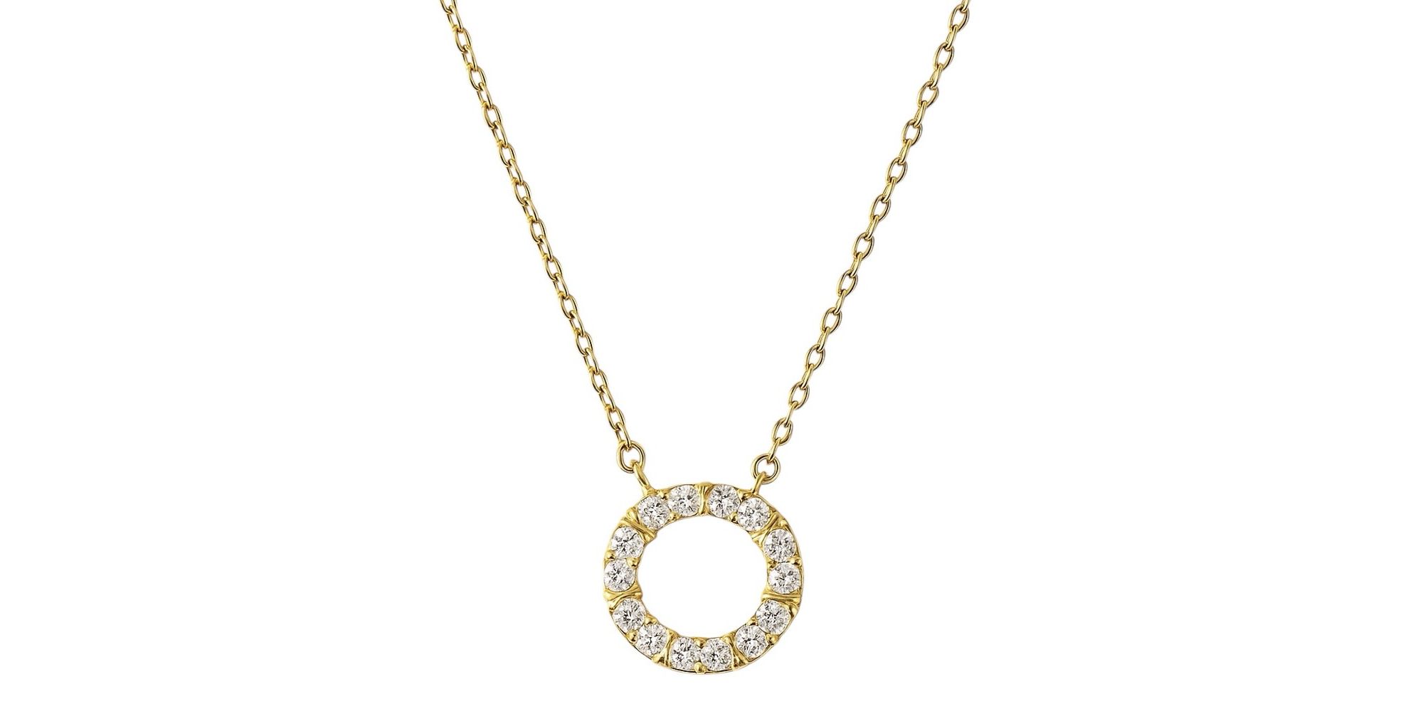 Colar Círculo Vazado Cravejado Cristal Banhado a Ouro 18K