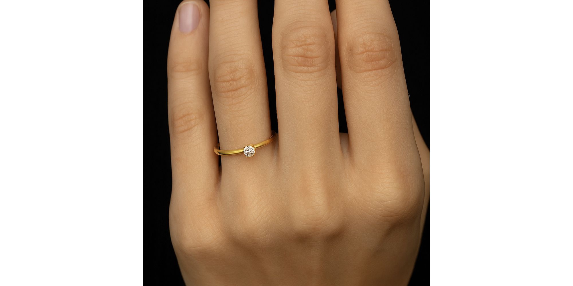 Anel Solitário Cristal Aço Dourado