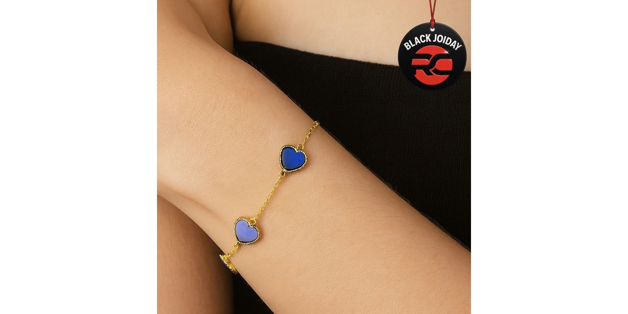 Pulseira Quatro Coração Azul Royal Banhado A Ouro 18K