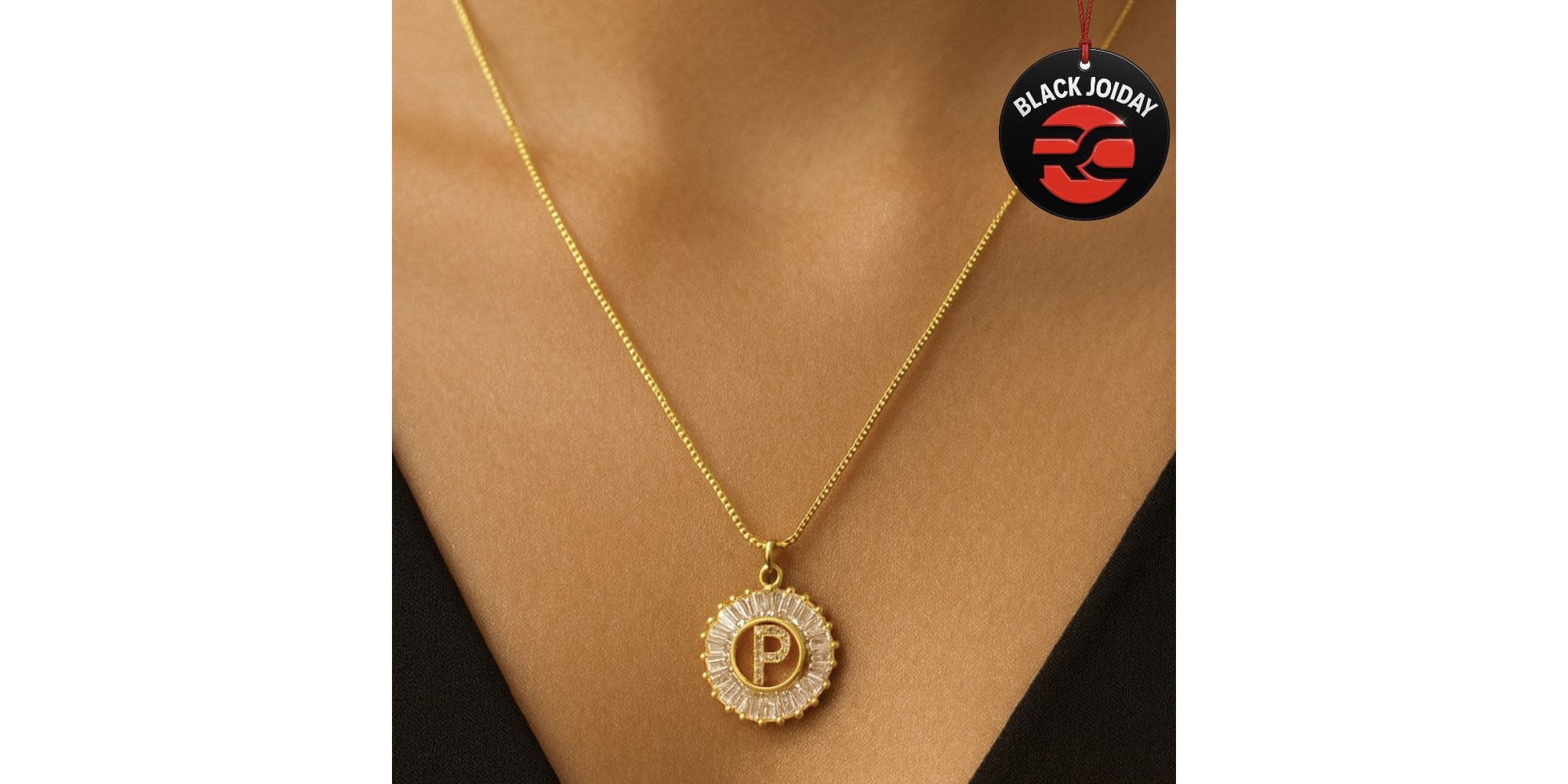 Colar letra P Mandala Banhado a Ouro 18K