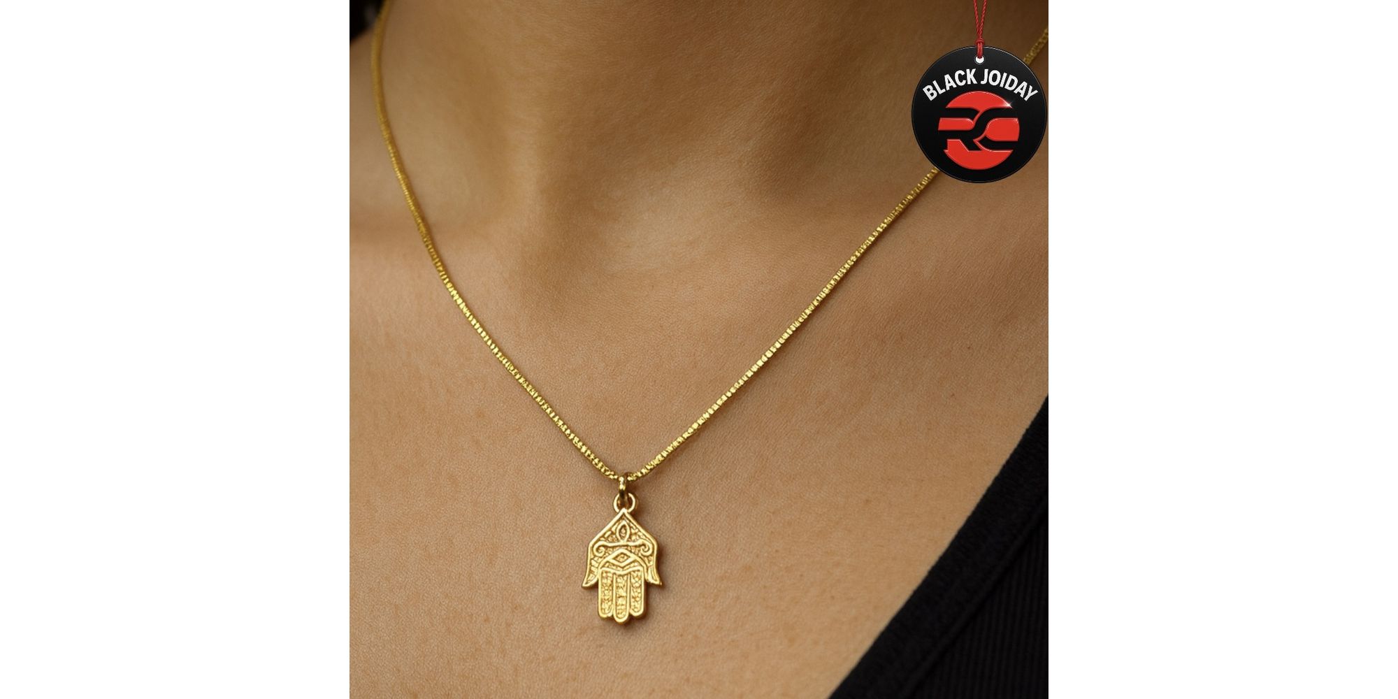 Colar Mão Hamsá Pendurado Banhado A Ouro 18K