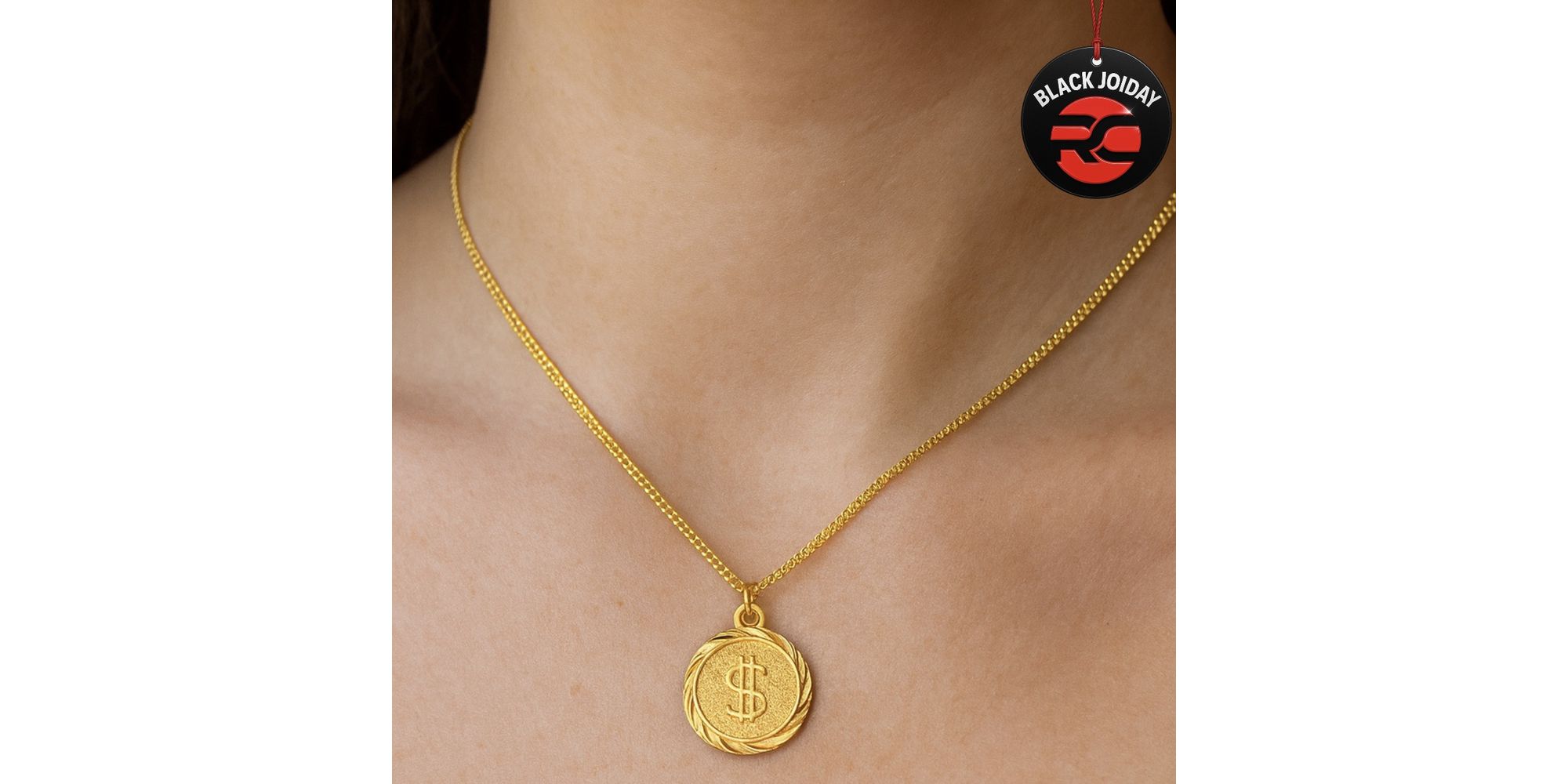 Colar Cifrão Placa Banhado A Ouro 18K