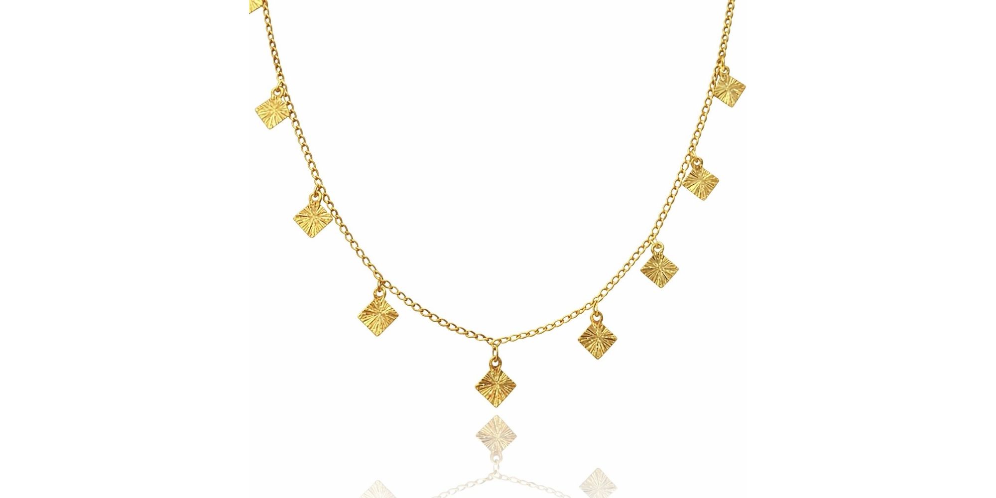 Colar Losango Pendurado Banhado A Ouro 18K