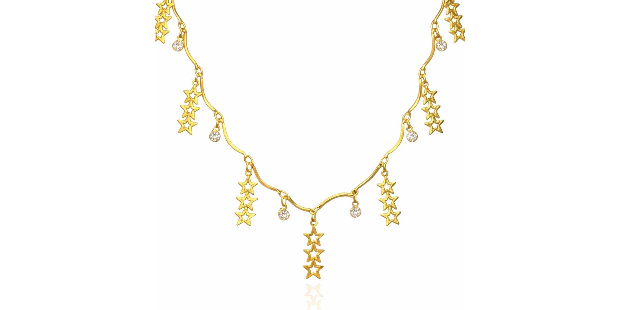 Colar Estrela Tripla Pendurado Banhado A Ouro 18K