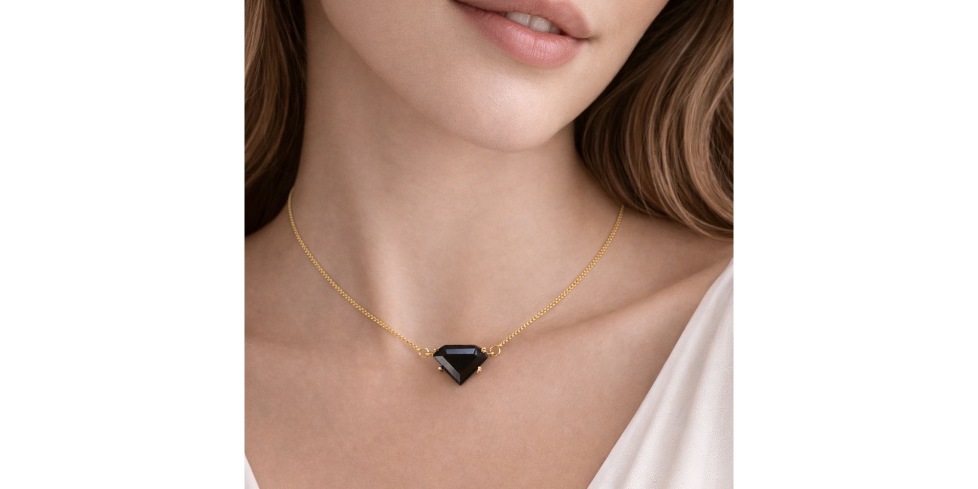 Colar Diamante Preto 46/0.8 Banhado A Ouro 18K