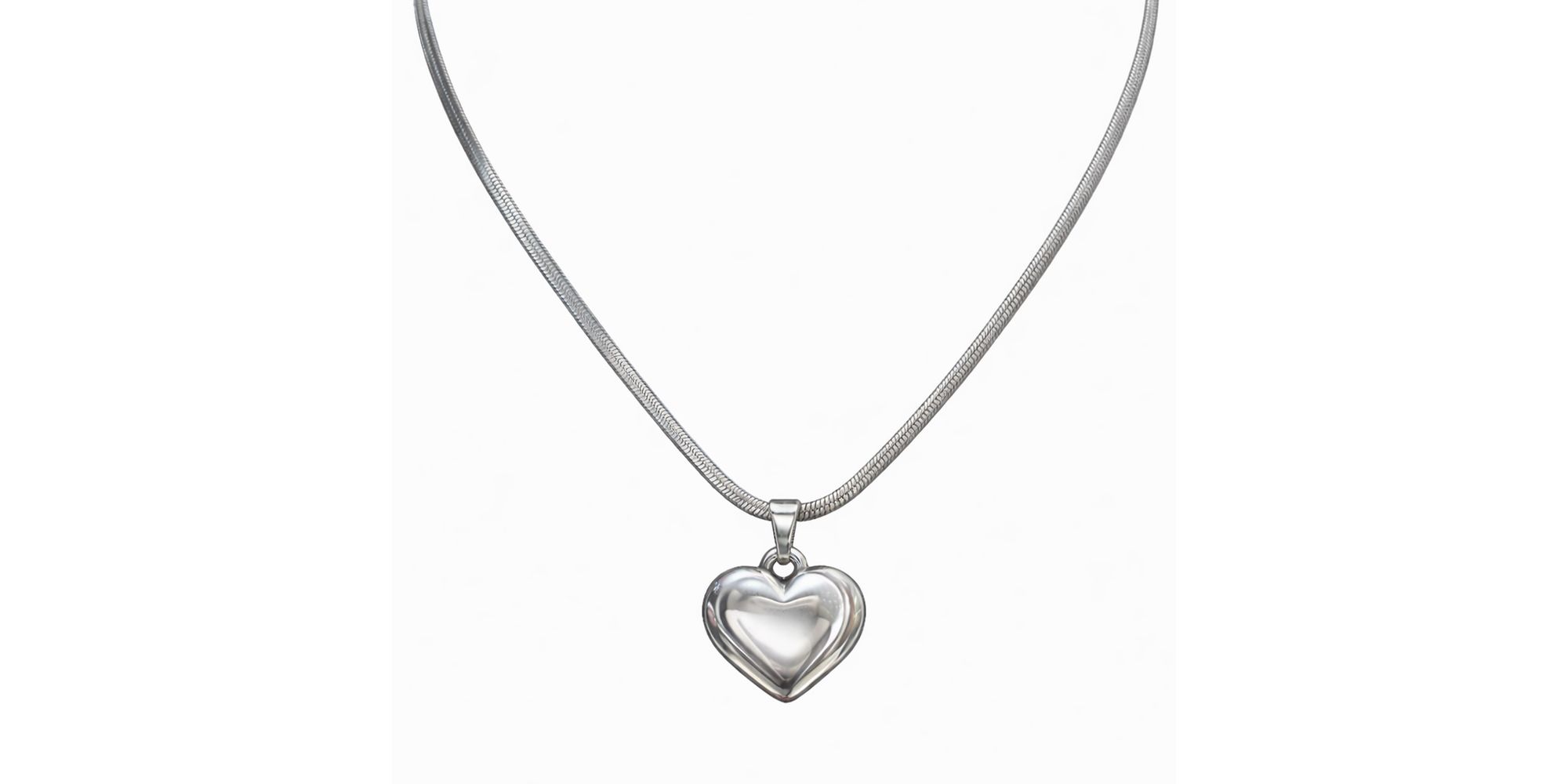 Colar Laminada Coração Fecho Lagosta Aço Inoxidável 