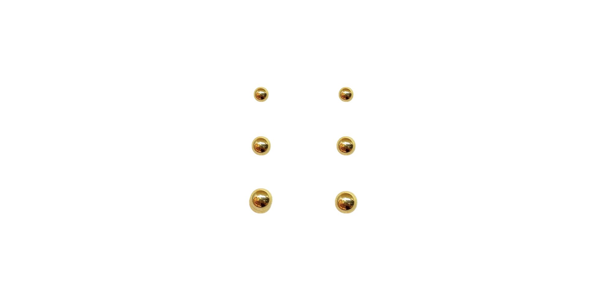 Brinco Trio Bolinha Banhado A Ouro 18K