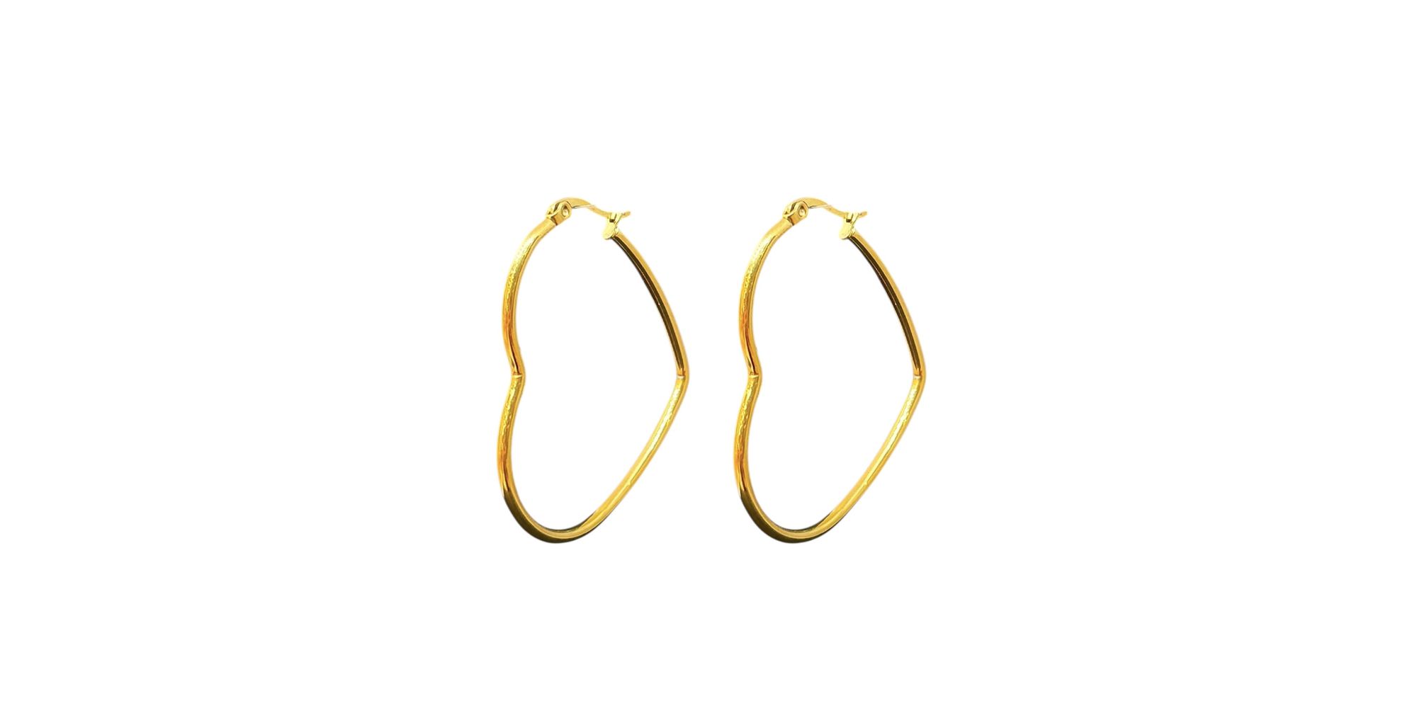 Brinco Argola Coração Click Número 4,5 Aço Dourado 