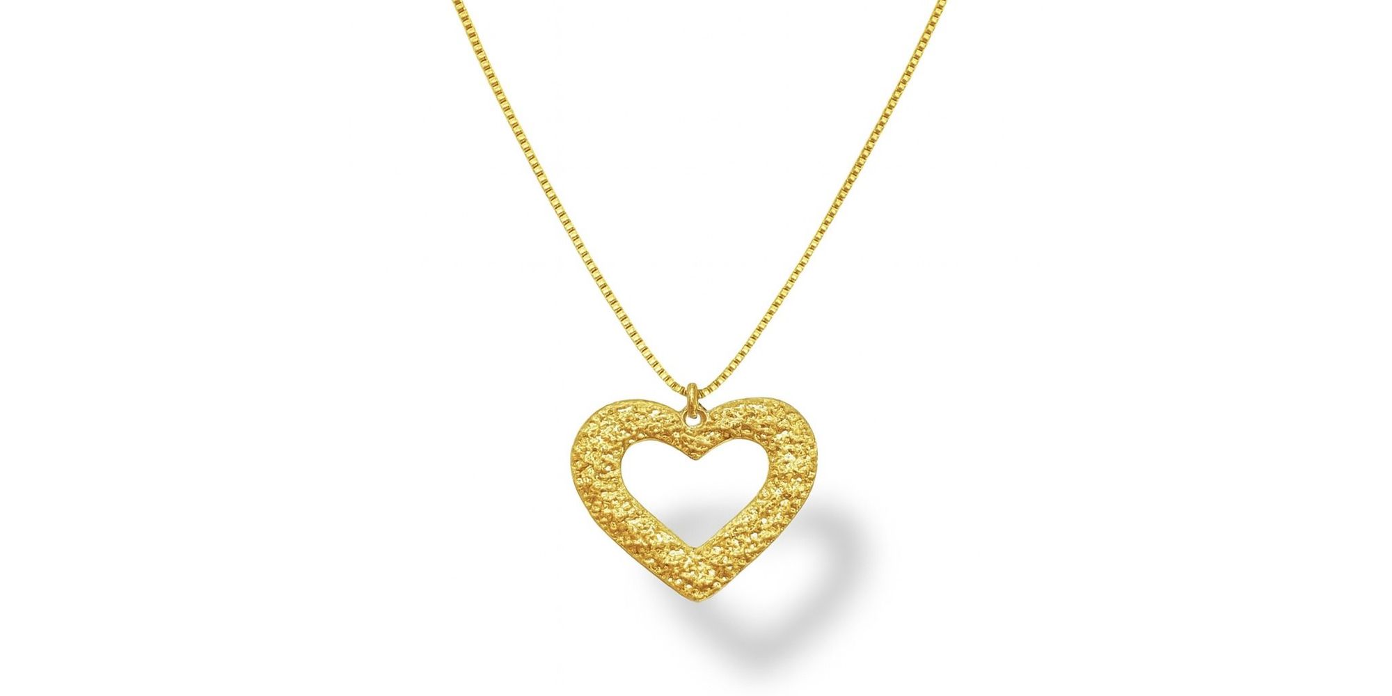 Colar Coração Textura Banhado A Ouro 18K