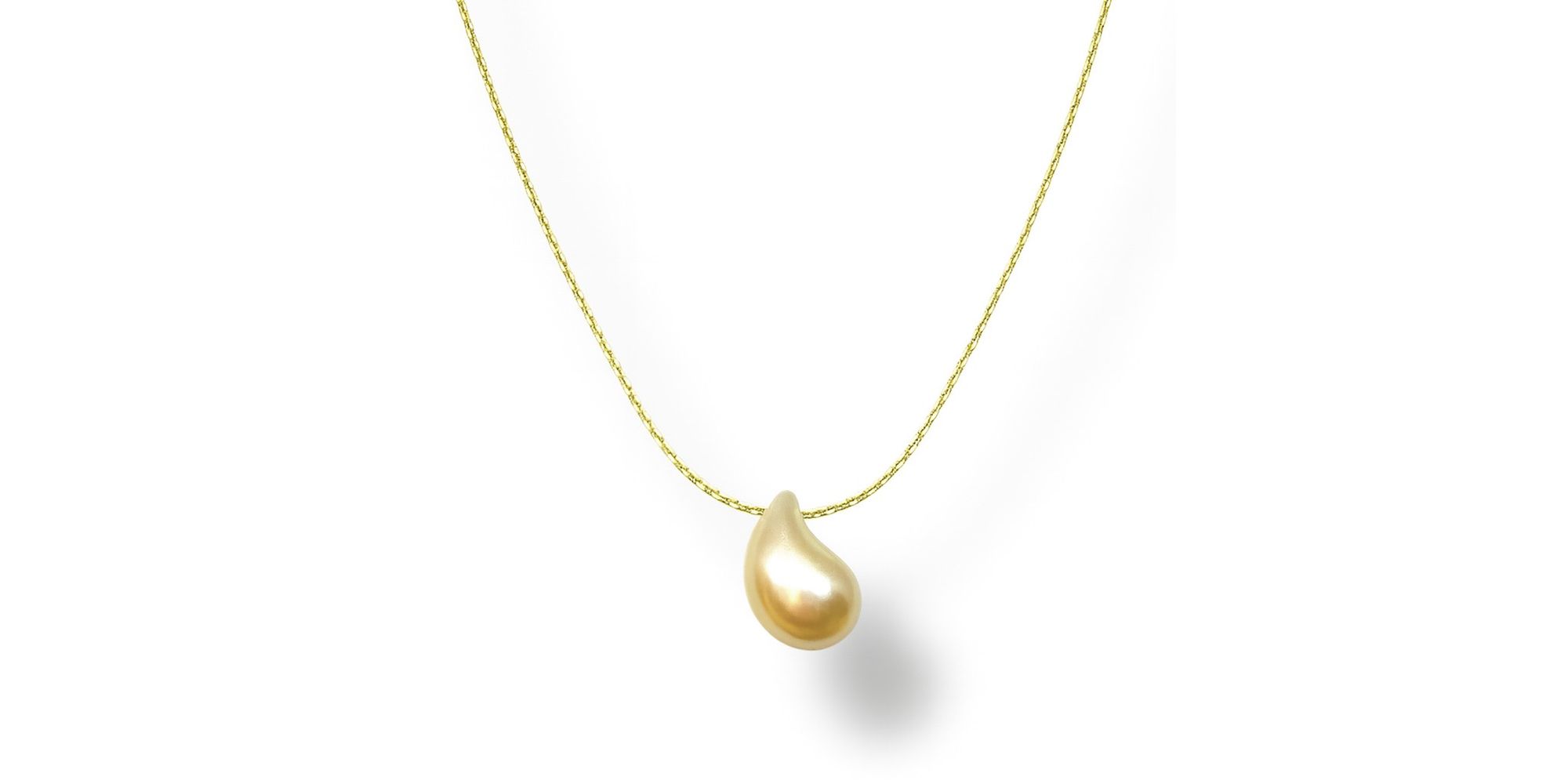 Colar Malha L90 Gota Pérola Banhado A Ouro 18K