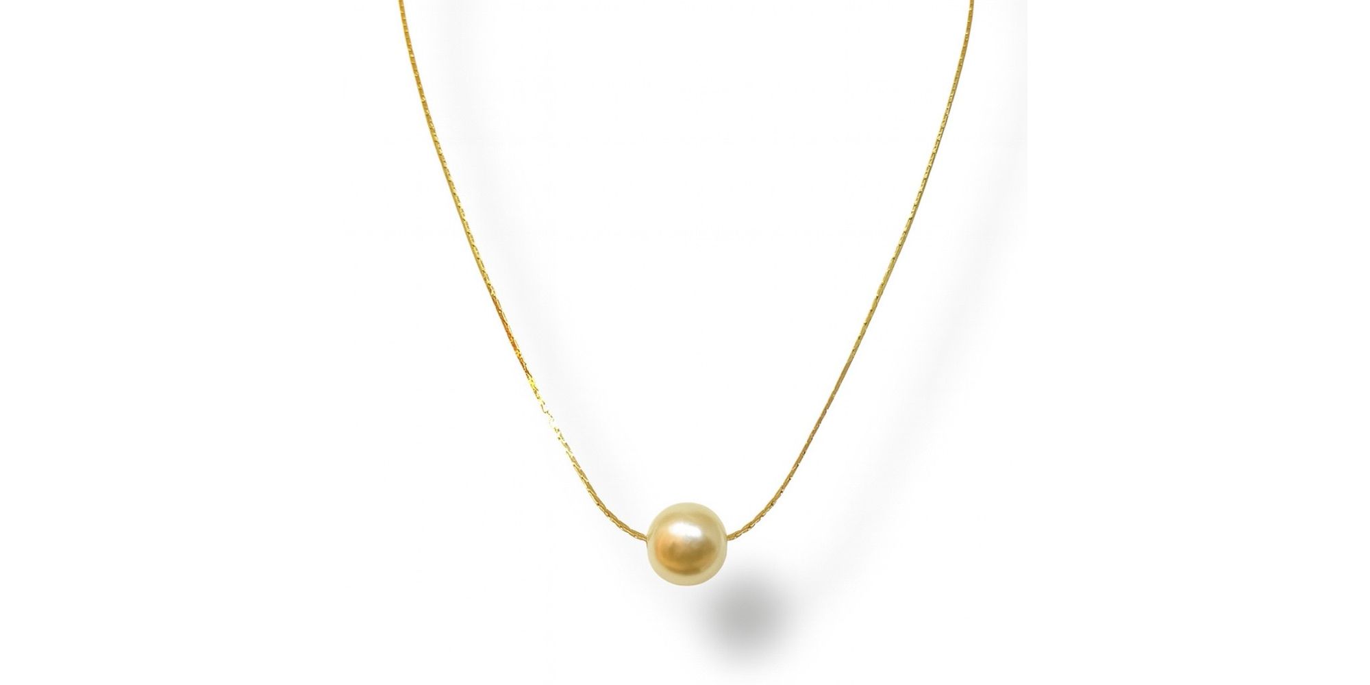Colar Malha L90 Pérola Única Banhado A Ouro 18K