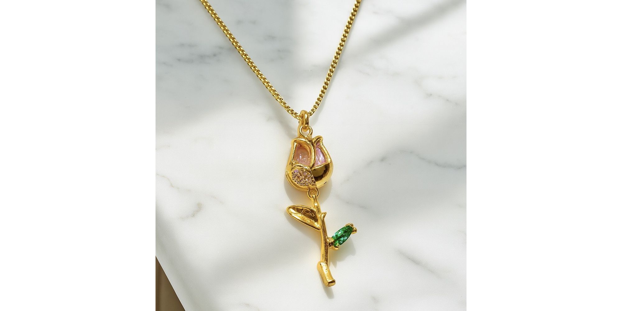 Colar Veneziana Rosa Talo Zircônia Banhado A Ouro 18K