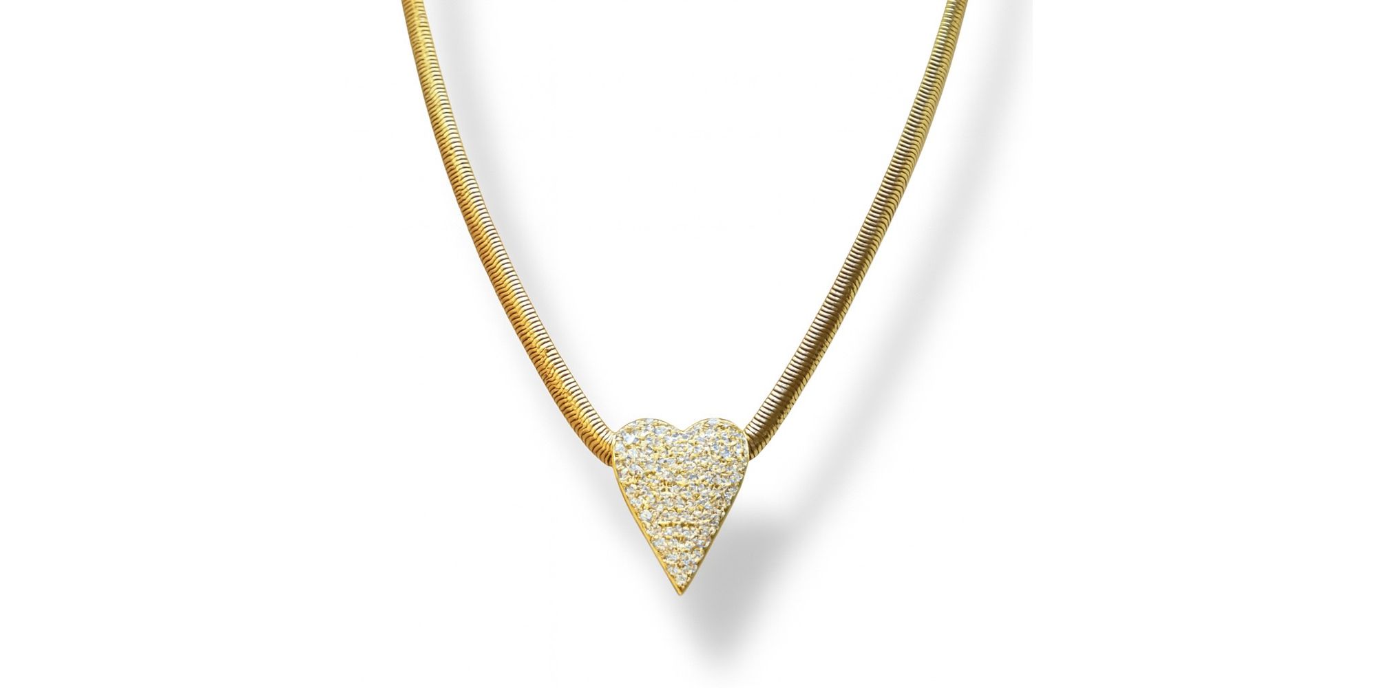 Colar Lacraia Coração Cravejado Banhado A Ouro 18K