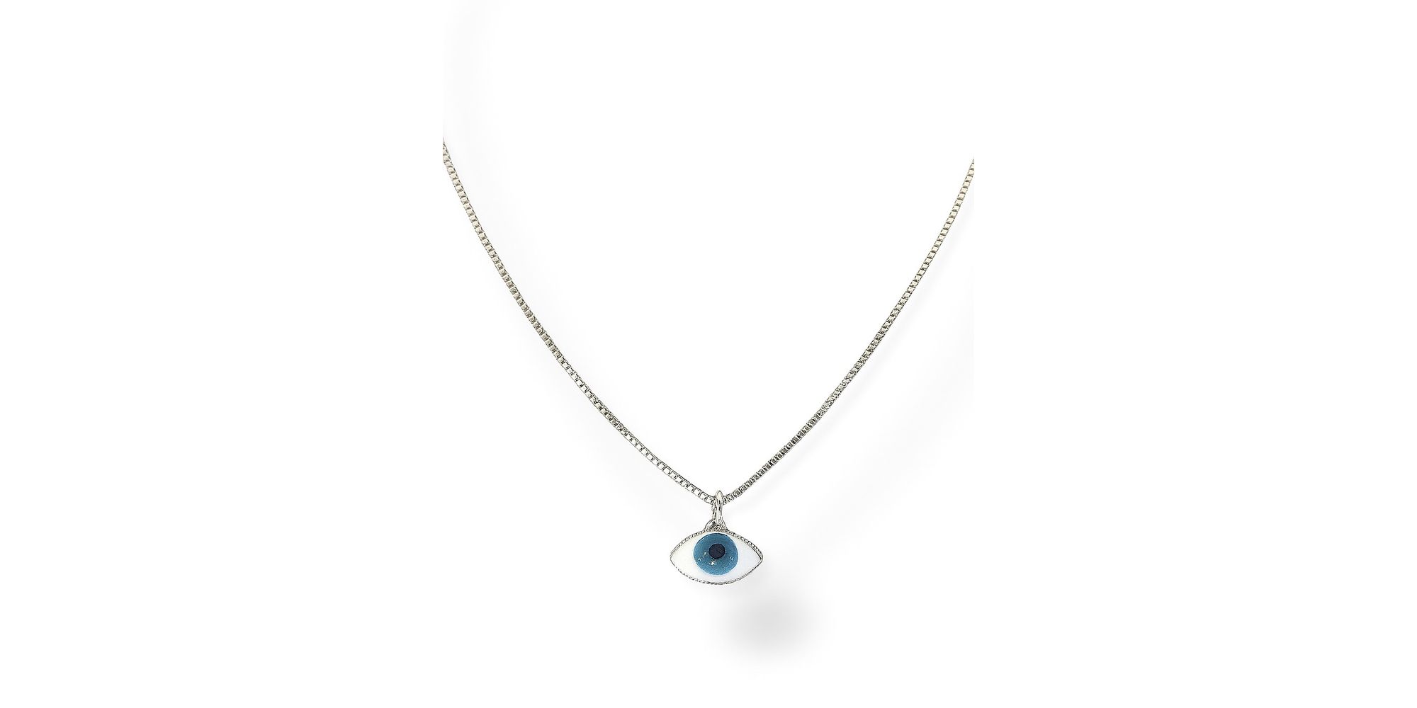 Colar Olho Grego Terceiro Branco Azul Claro Banhado A Prata 925