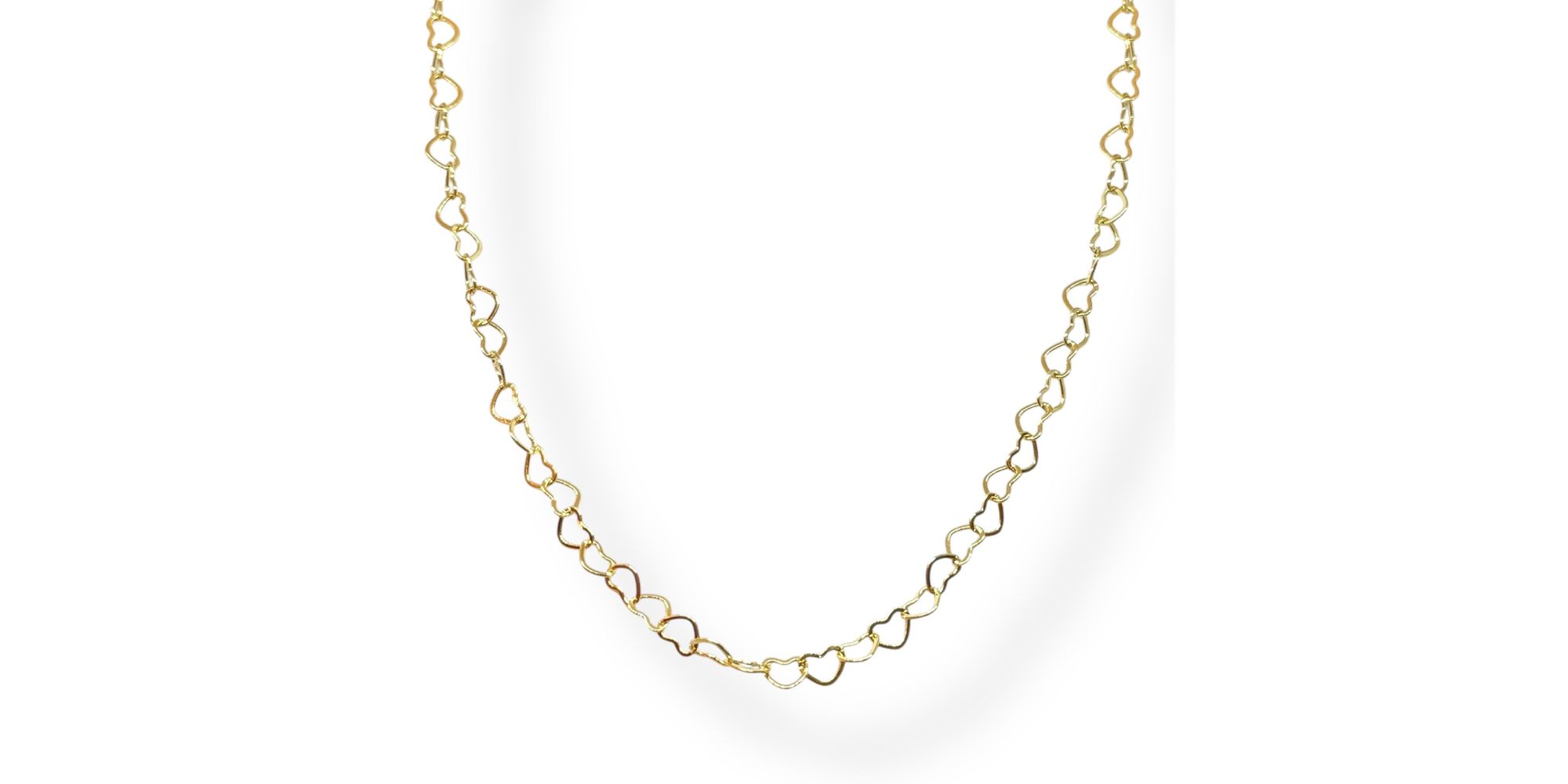 Colar Elo Coração Vazado Banhado A ouro 18k