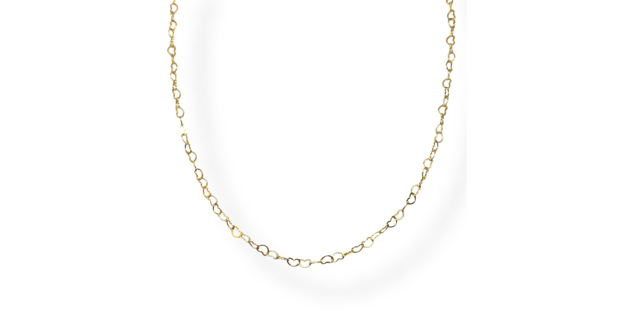 Colar Elo Coraçao Vazado 47/3 Banhado A Ouro 18k