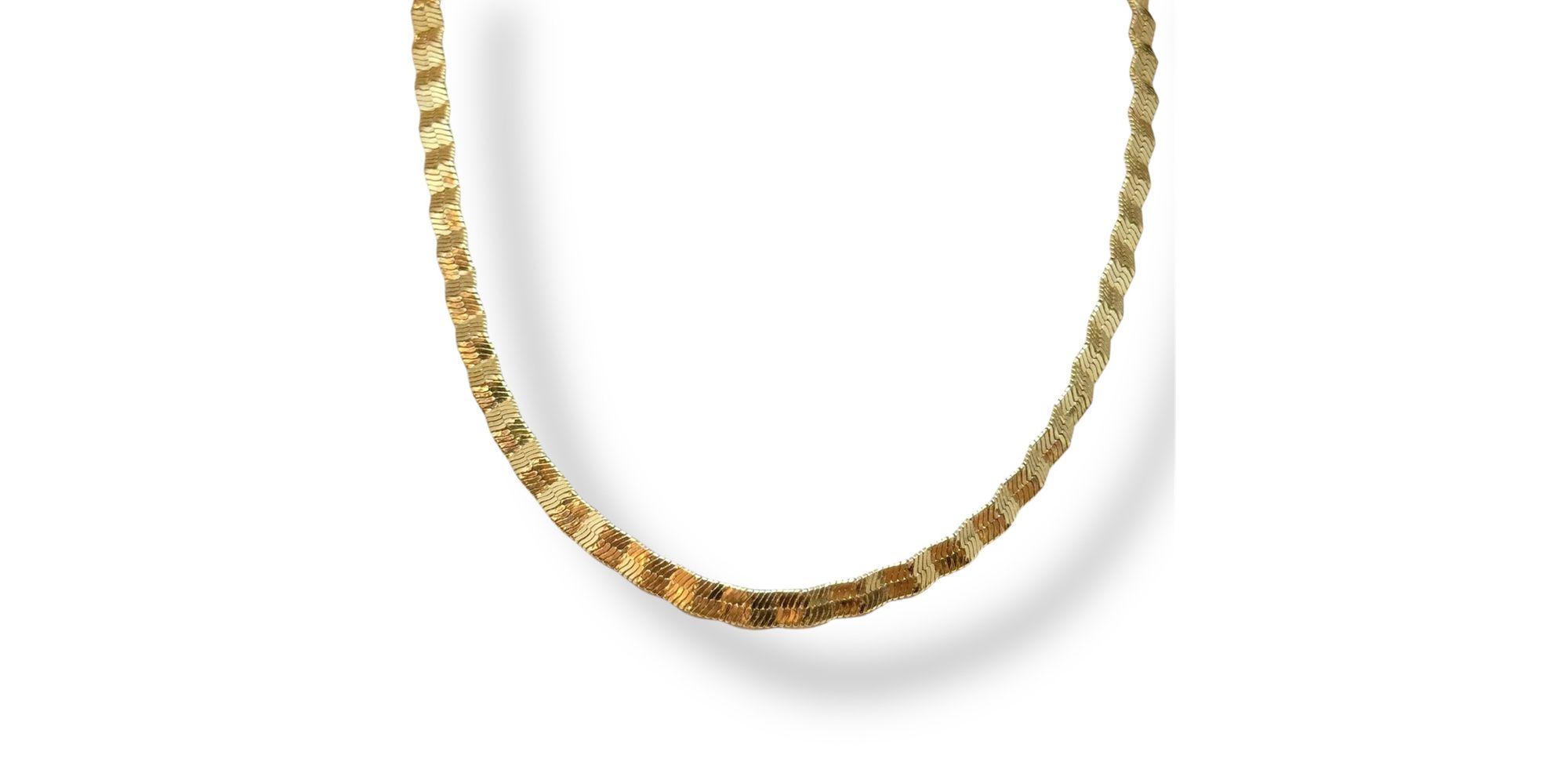 Colar Laminada Frisada Banhado A Ouro 18K