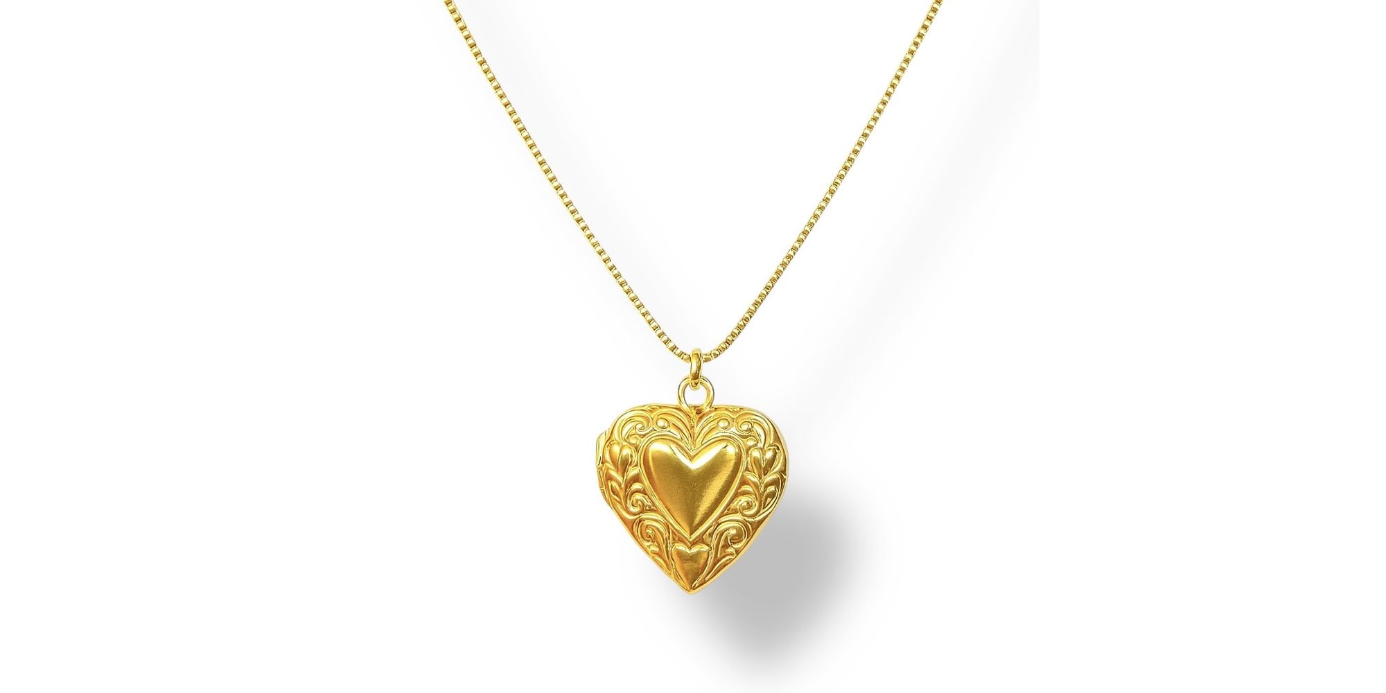 Colar Relicário Coração 17 Banhado A Ouro 18K