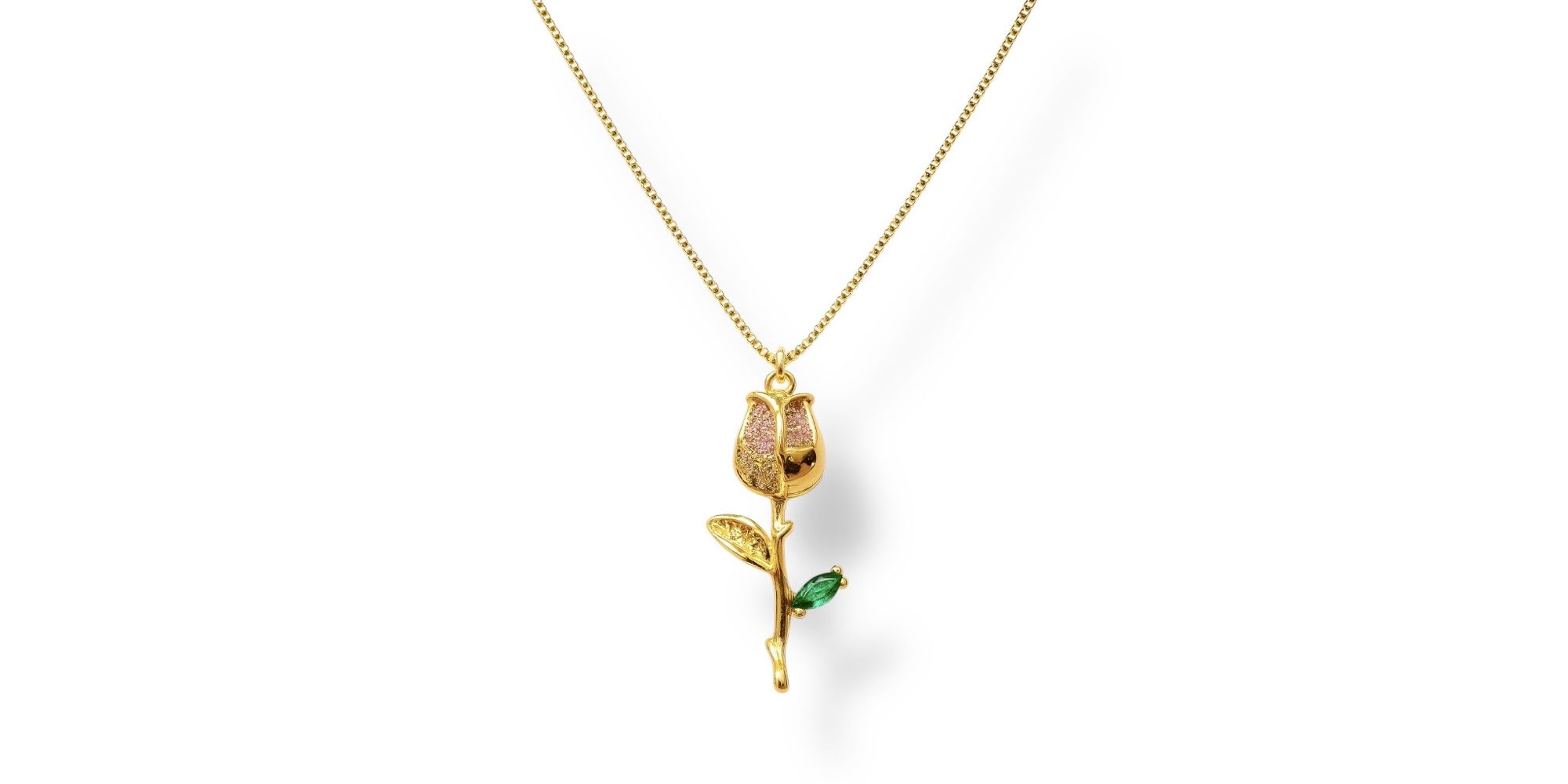Colar Veneziana Rosa Talo Zircônia Banhado A Ouro 18K