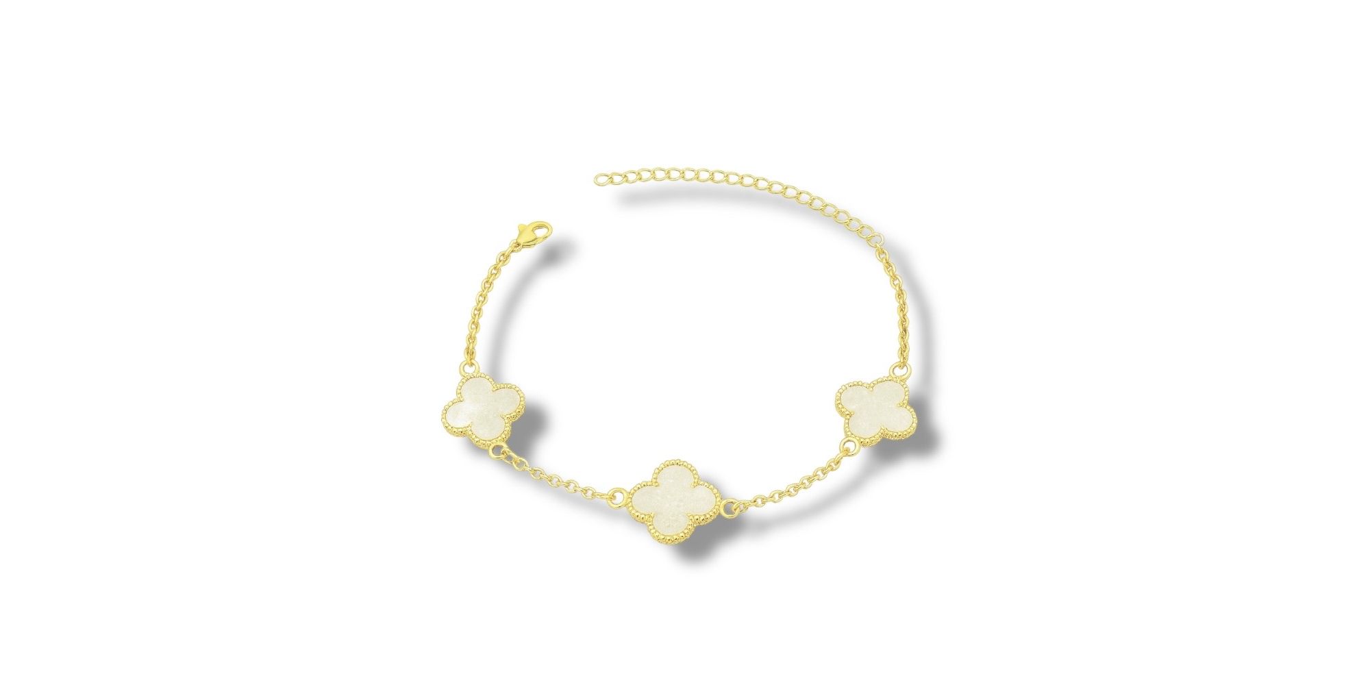 Pulseira Três Trevo Pérola Virgínia Banhado A Ouro 18K