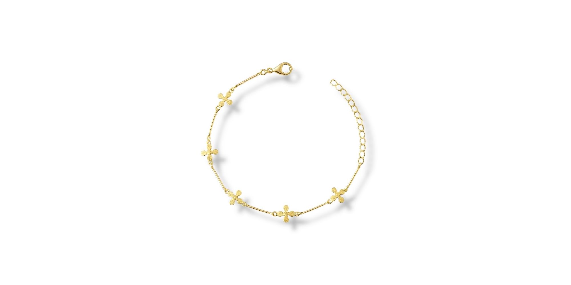 Pulseira Cinco Trevo Canutilho Espaçada Banhado A Ouro 18k