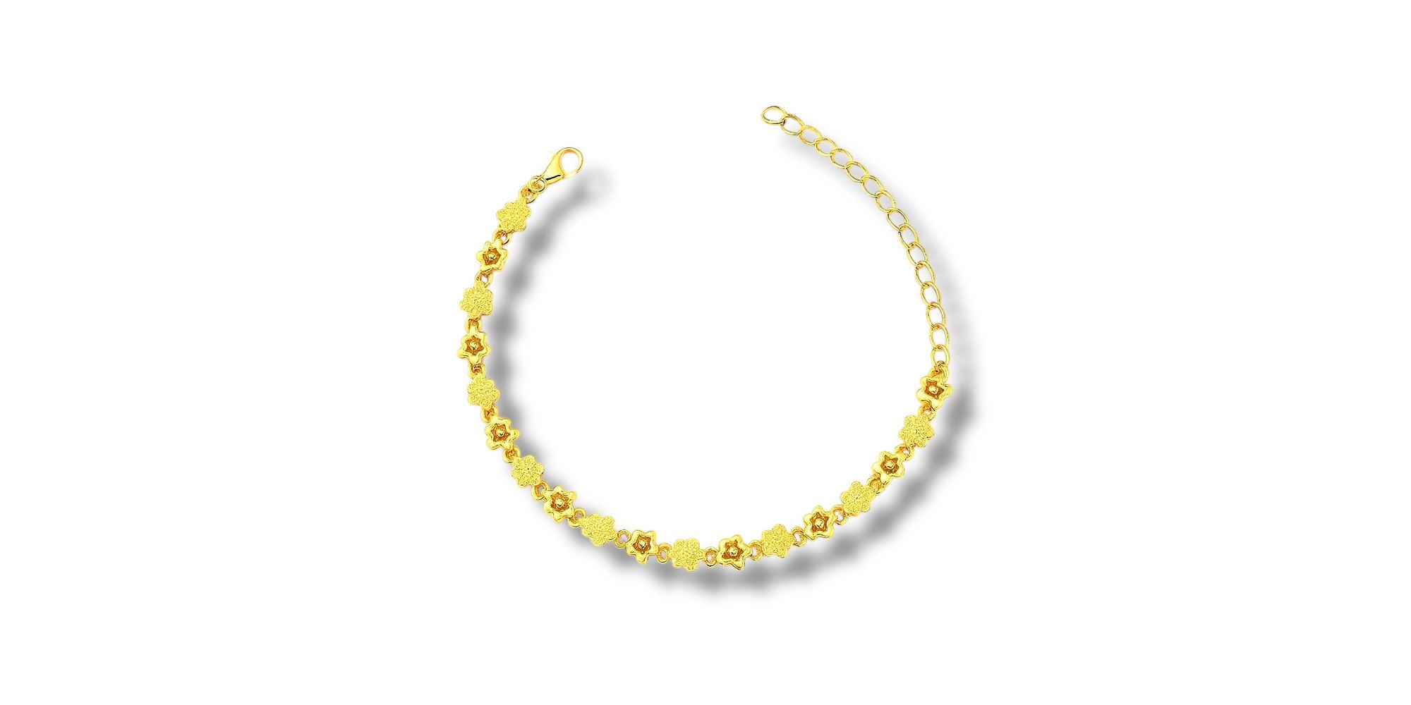 Pulseira Flor 2D Contínua Banhado a Ouro 18K
