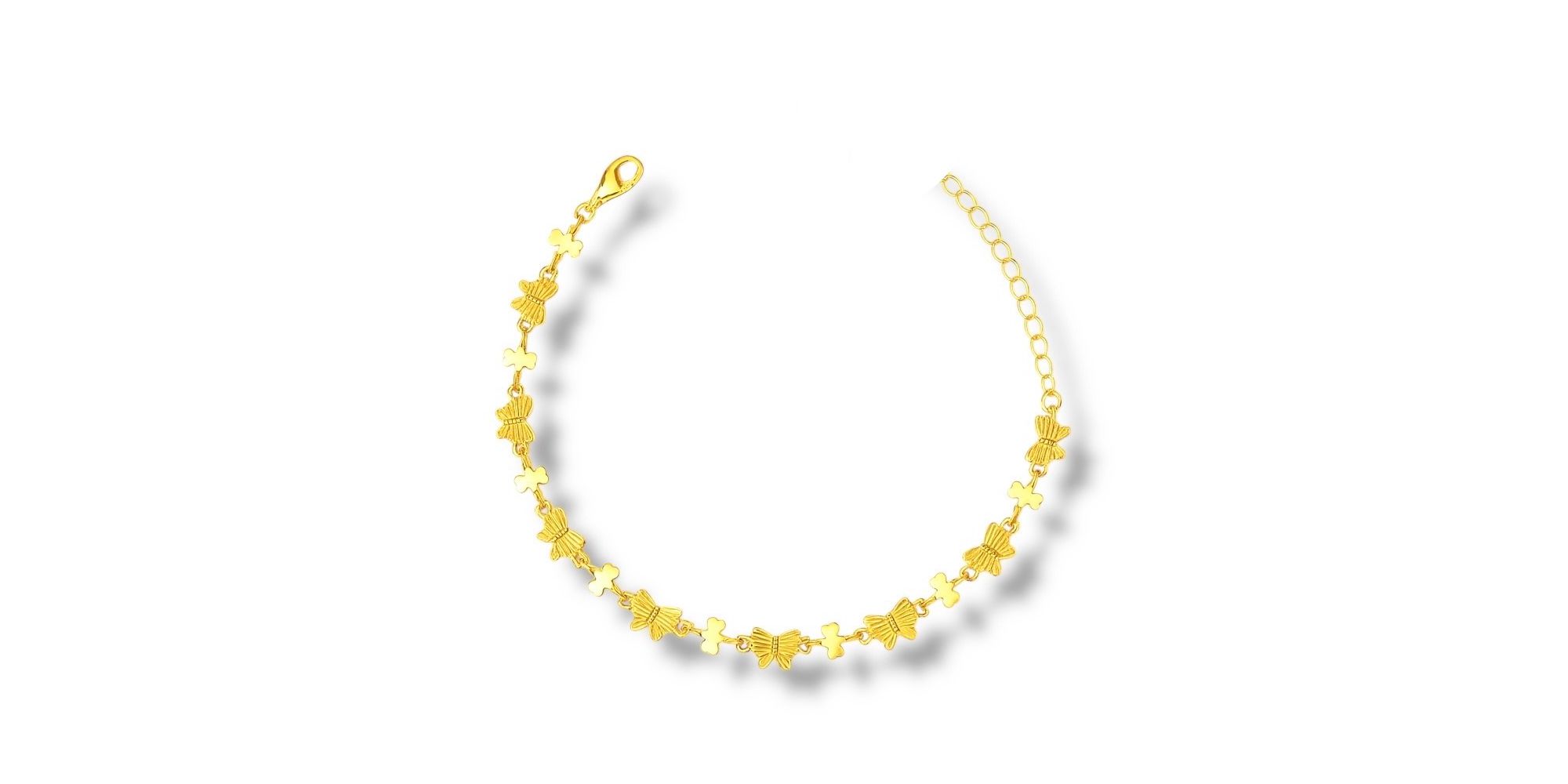 Pulseira Borboleta Laço Interno Banhado A Ouro 18K