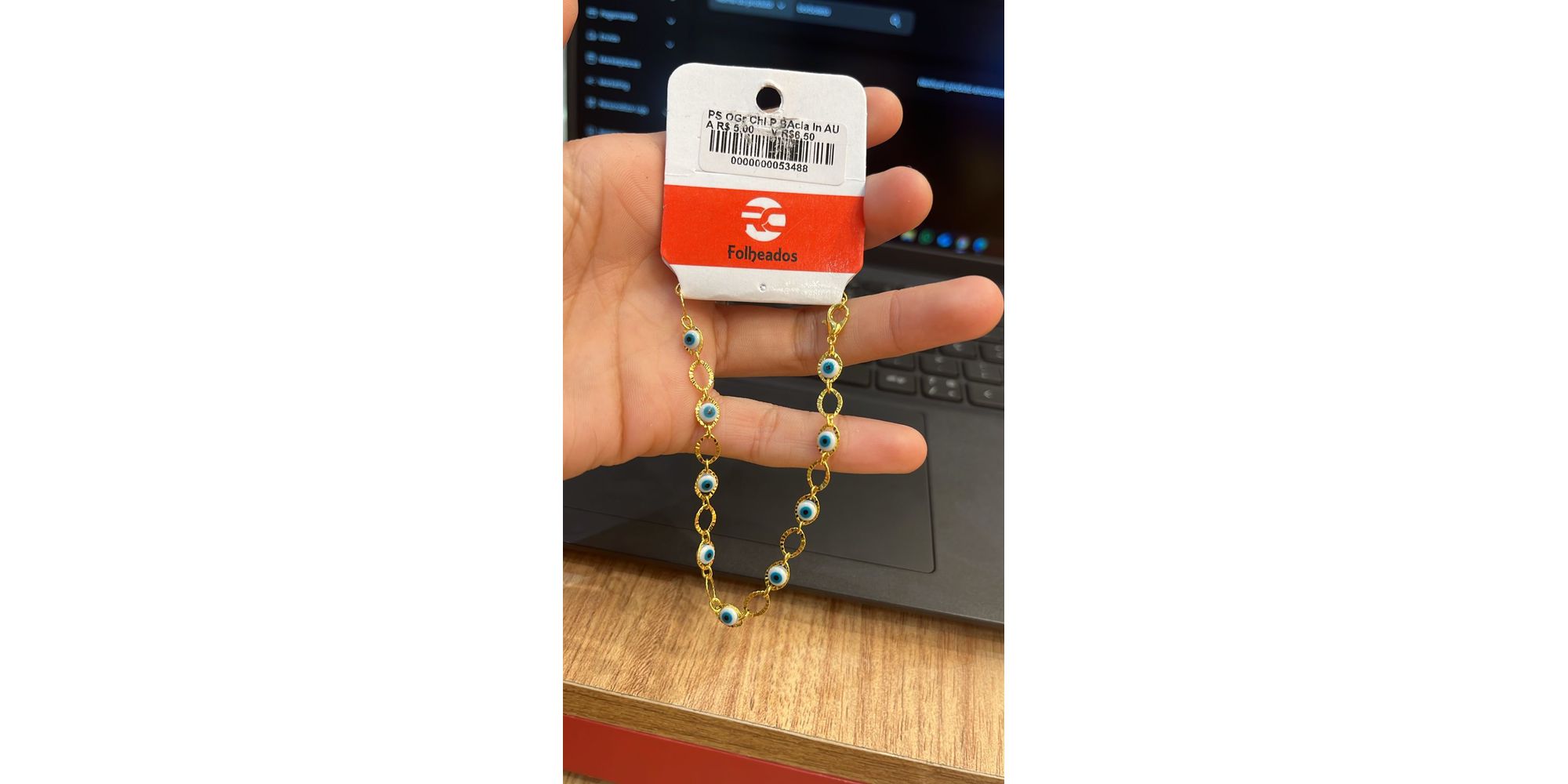 Pulseira Olho Grego Chinês Pequeno Branco Azul Cla... - RC JOIAS BY RUDI