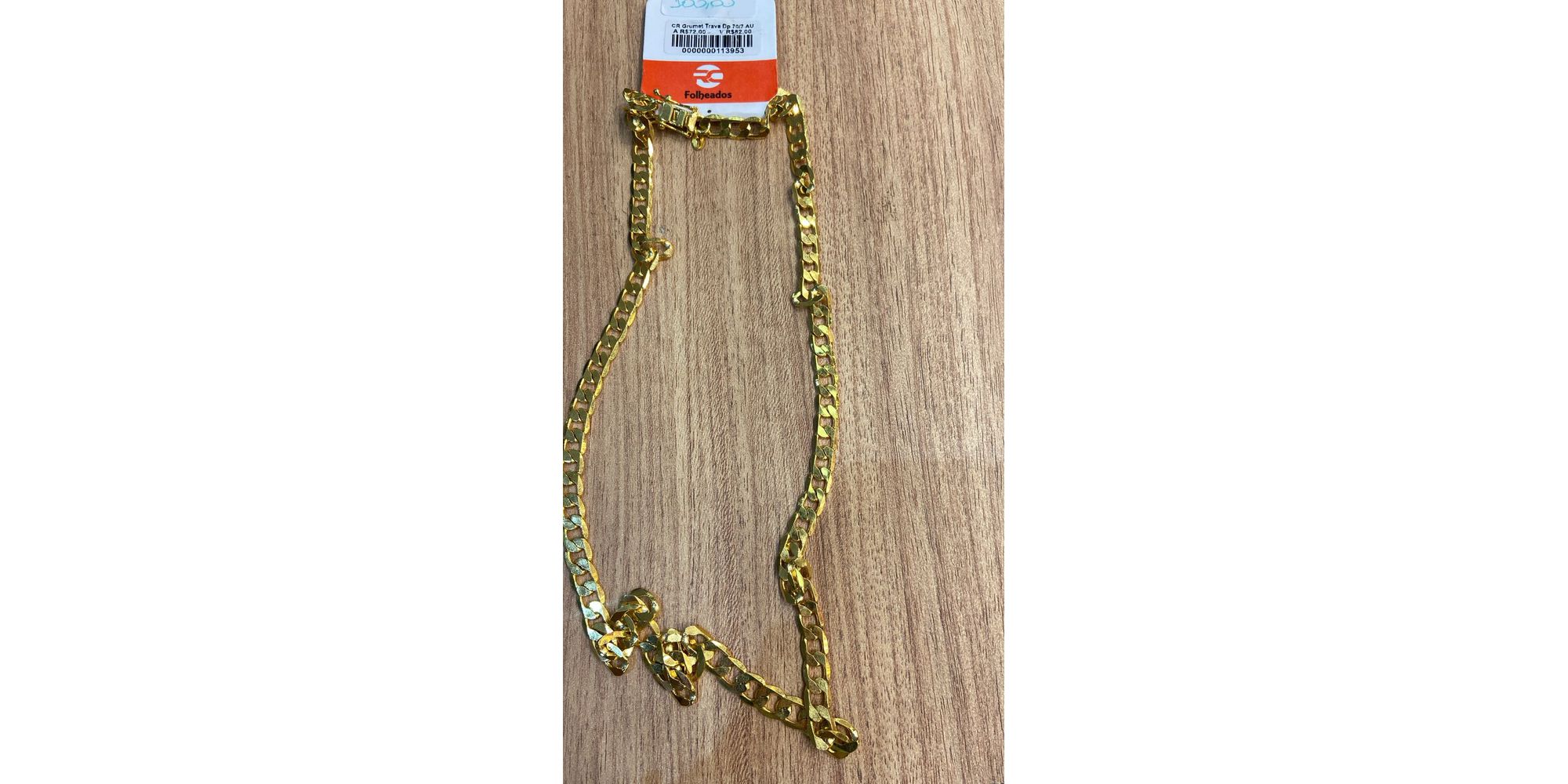 Corrente Grumet Gaveta Trava Dupla Banhado A Ouro 18k