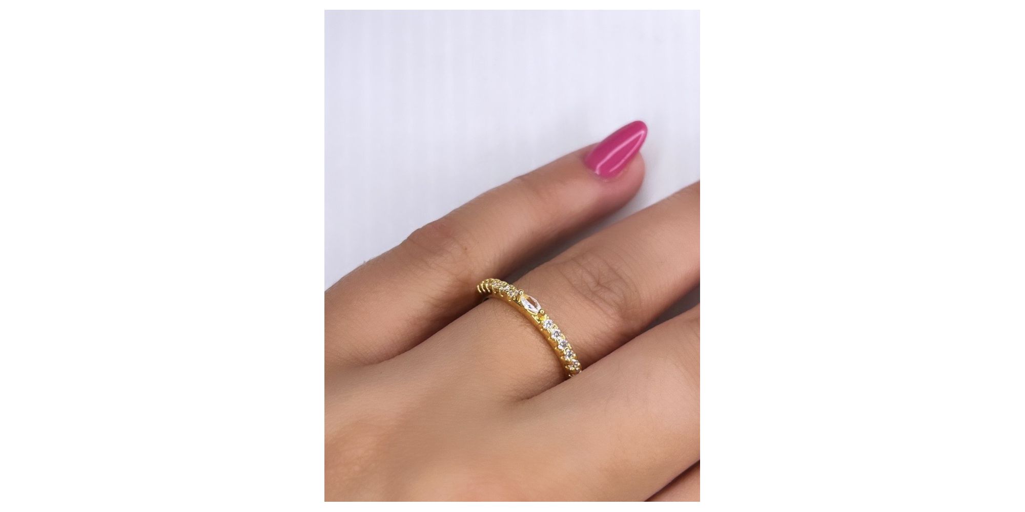 Anel Aparador Pedra Cristal Banhado A Ouro 18k 