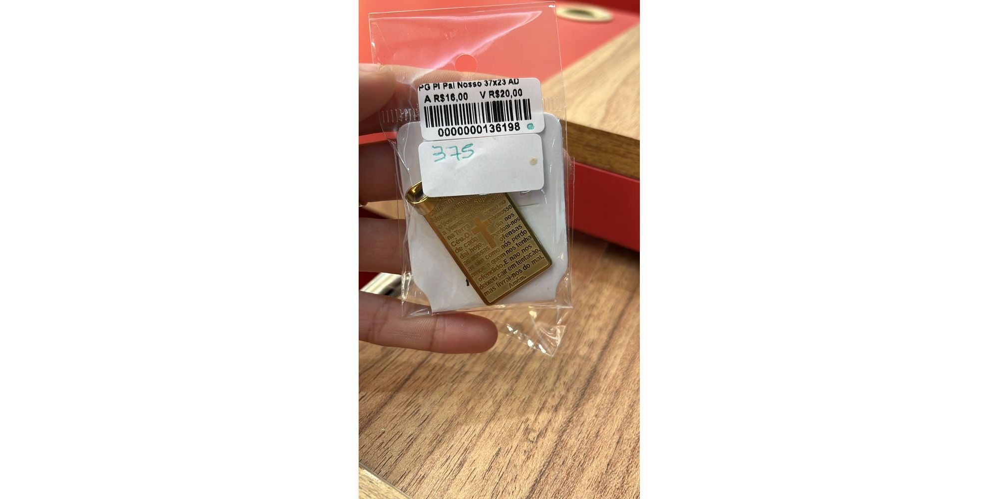Pingente Pai Nosso Aço Dourado