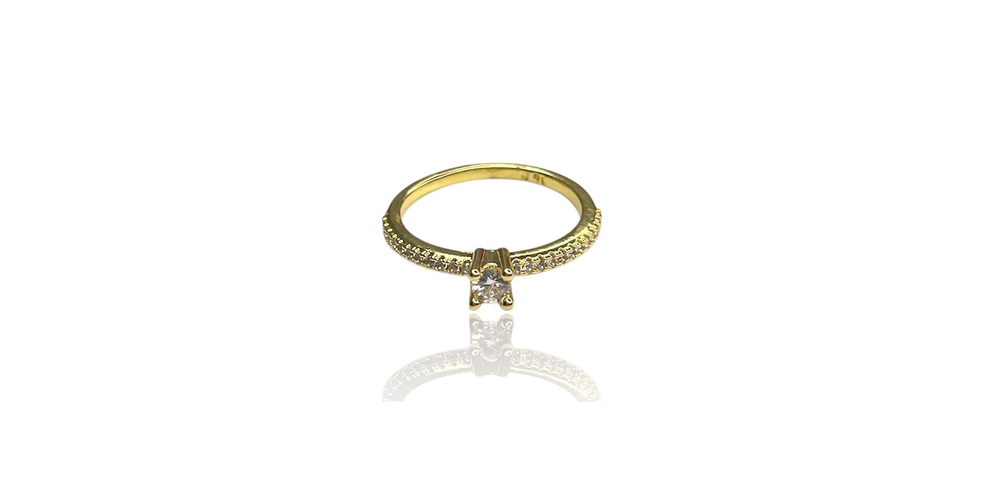 Anel Solitário Dellcate Zircônia Banhado A Ouro 18k