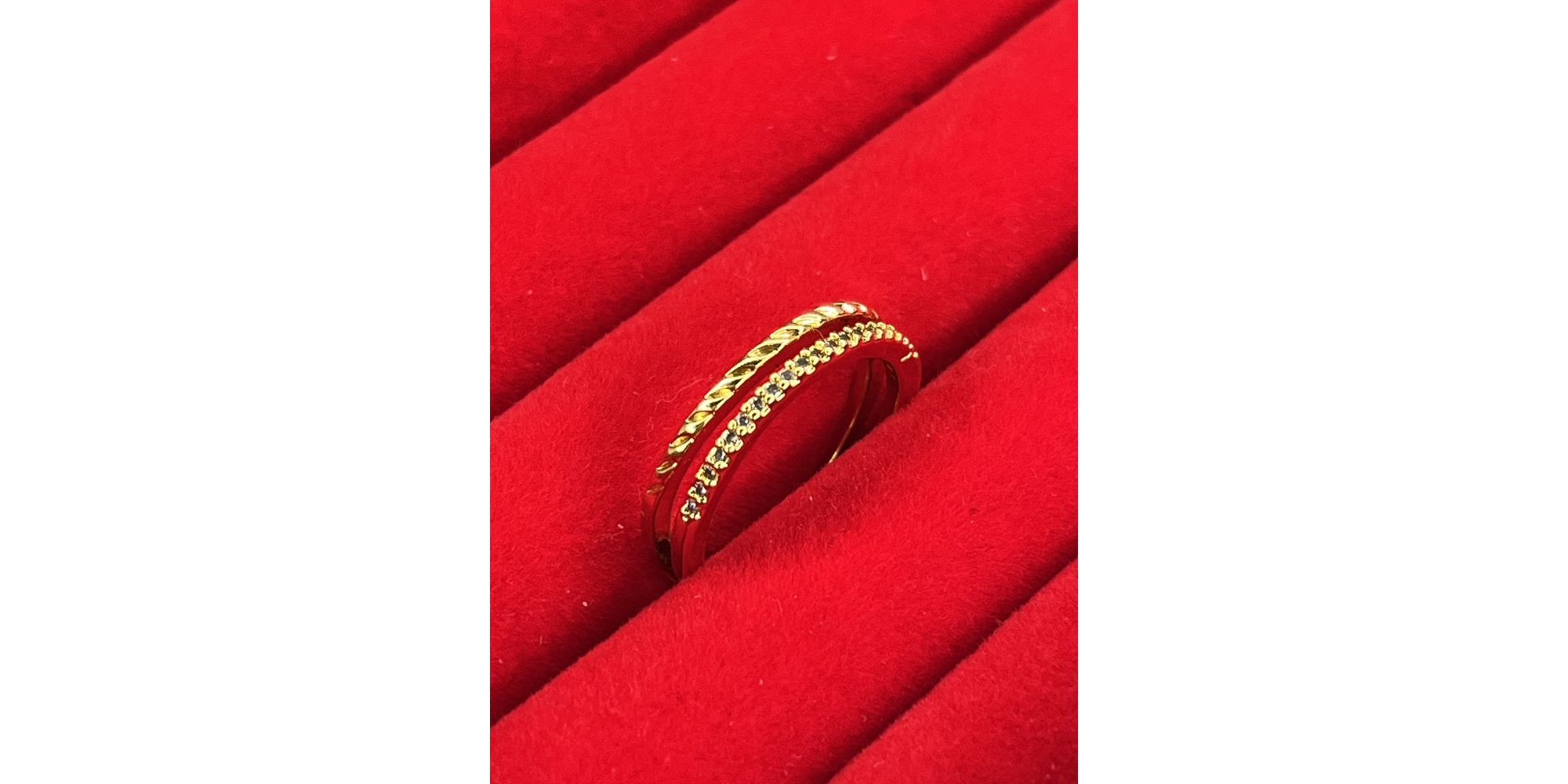 Anel Aparador Duplo Cravejado Banhado A Ouro 18K