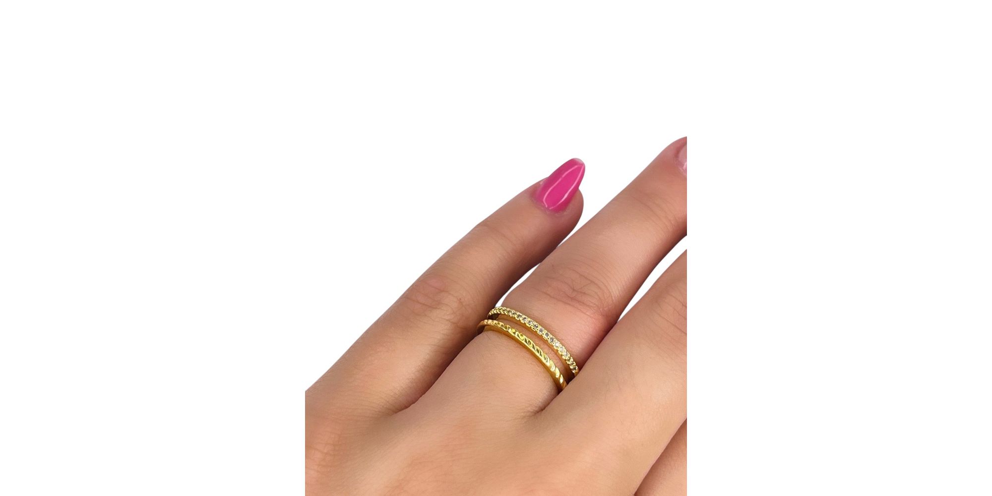 Anel Aparador Duplo Cravejado Banhado A Ouro 18K