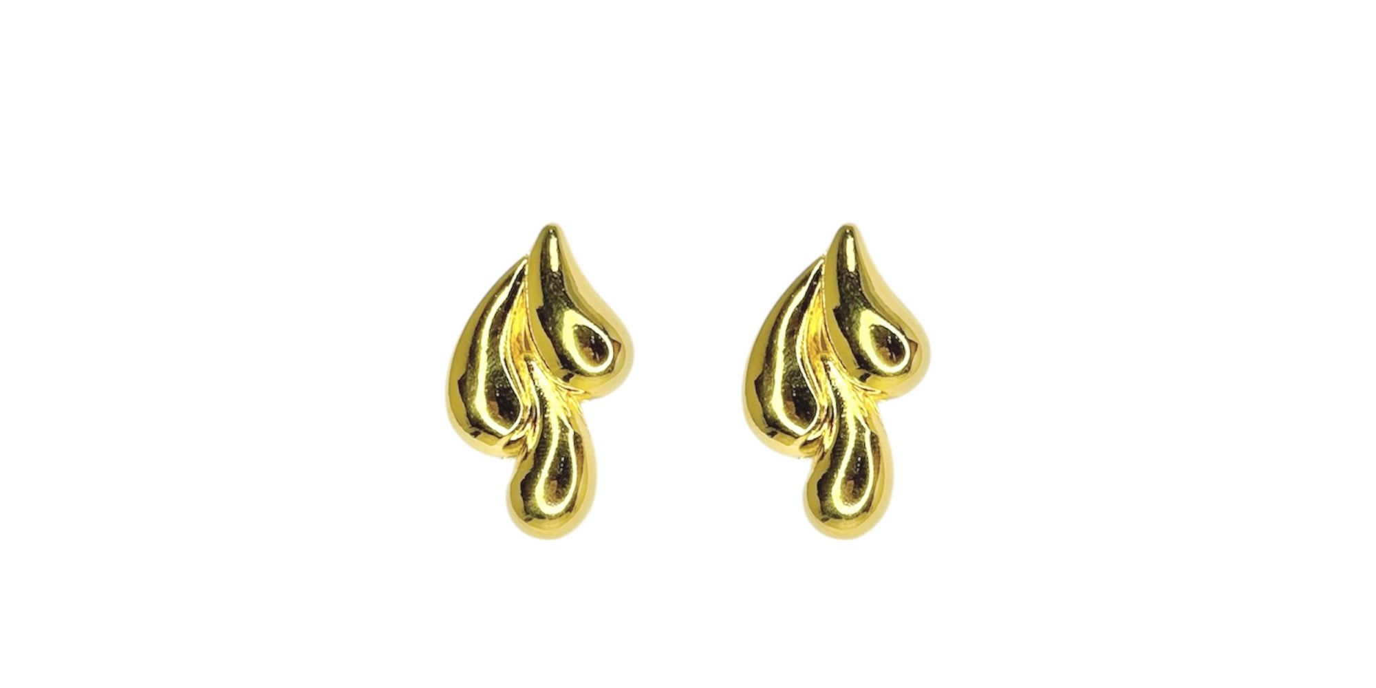 Brinco Três Gotas Lisa Banhado A Ouro 18K