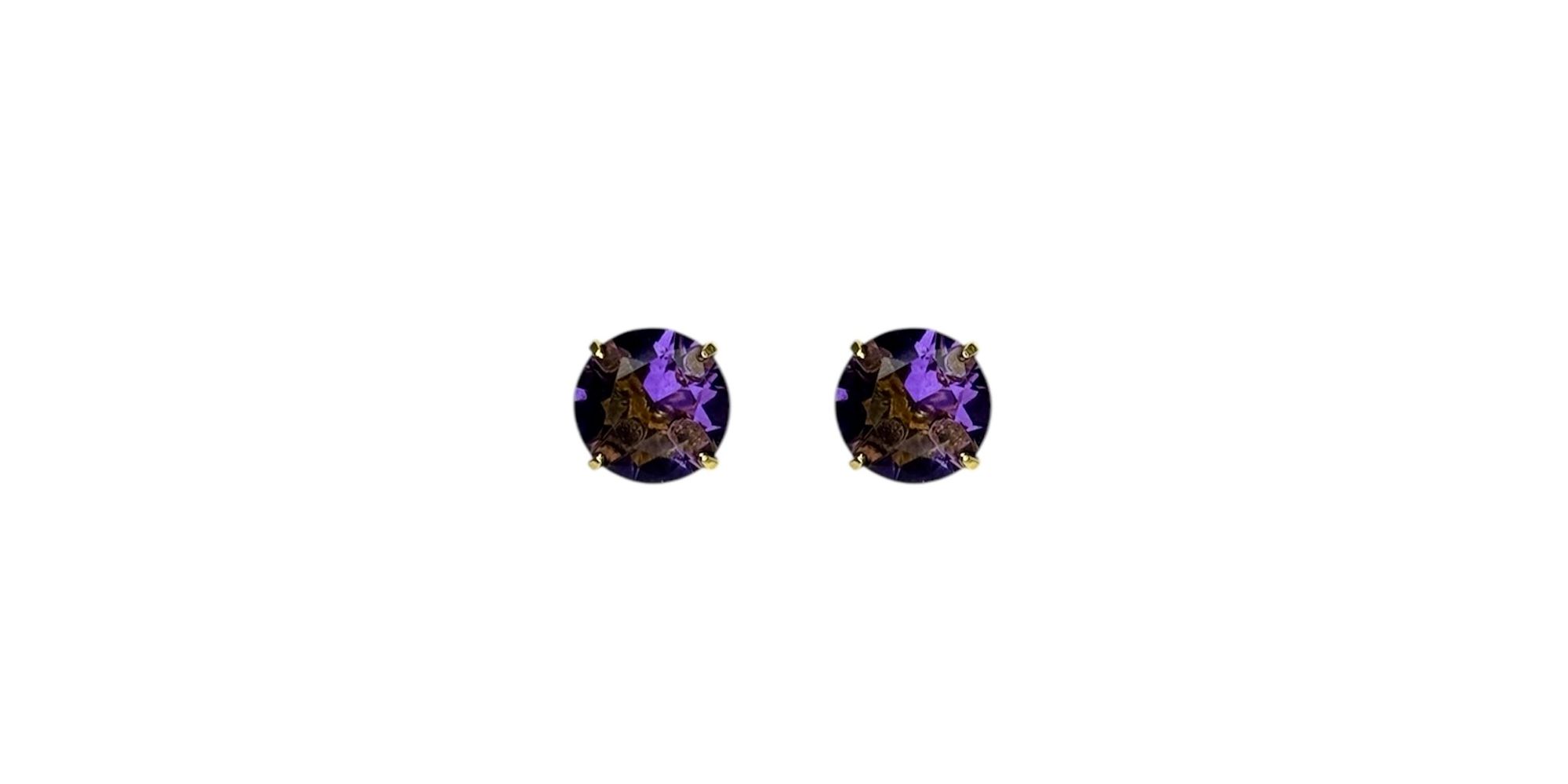 Brinco Diamante Roxo Banhado A Ouro 18K
