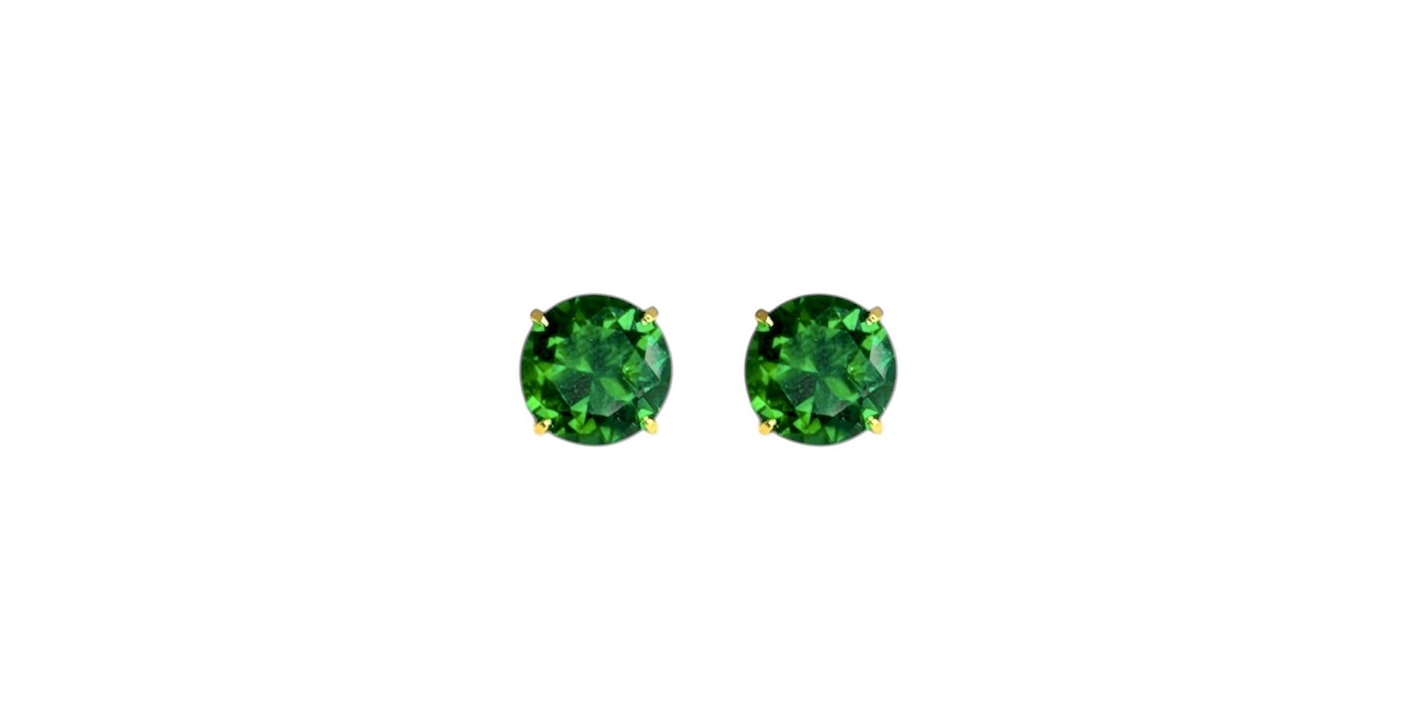 Brinco Diamante Verde Banhado A Ouro 18K
