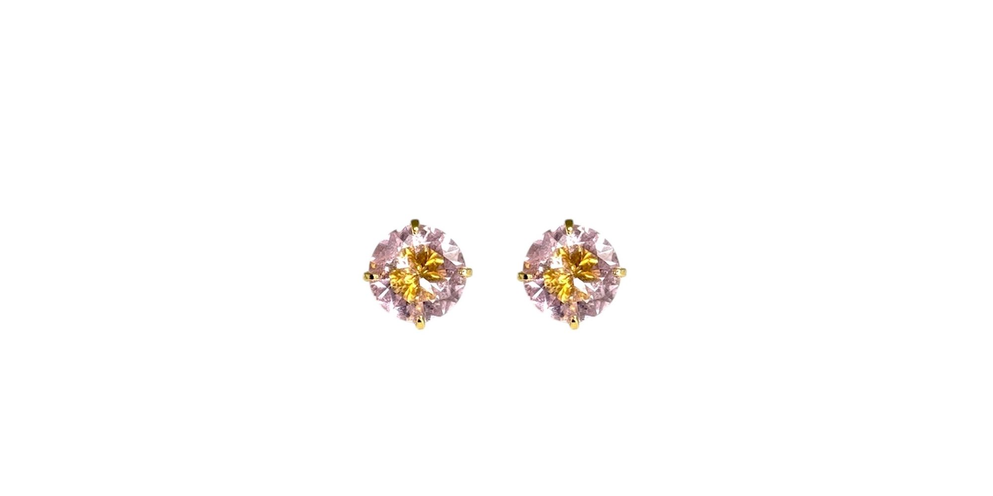 Brinco Diamante Rosa Banhado A Ouro 18k