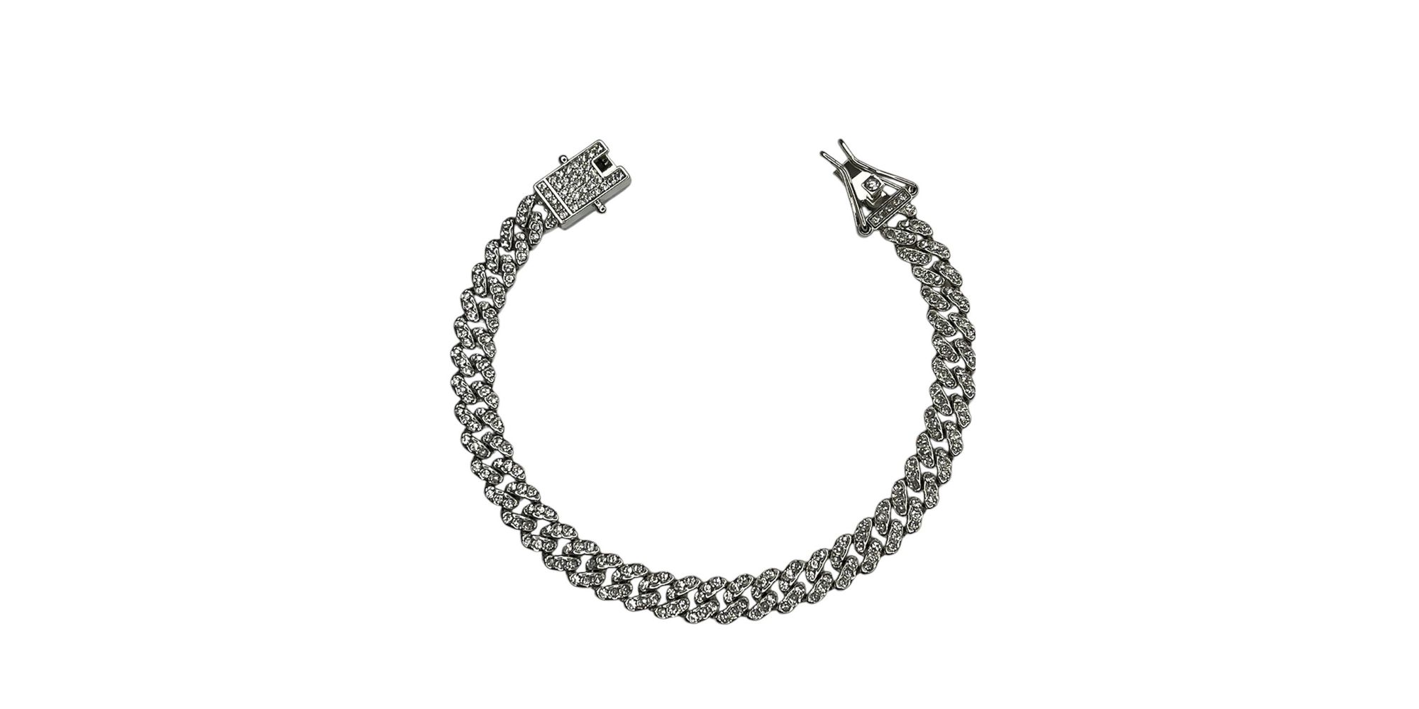 Pulseira Ice Cravejada Trava Dupla Aço Inoxidável.