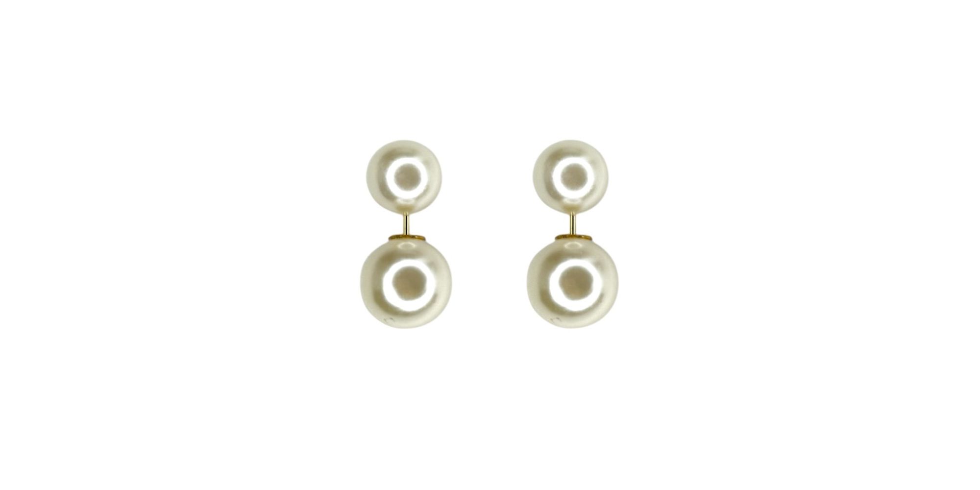 Brinco Pérola Dupla AB Banhado A Ouro 18K