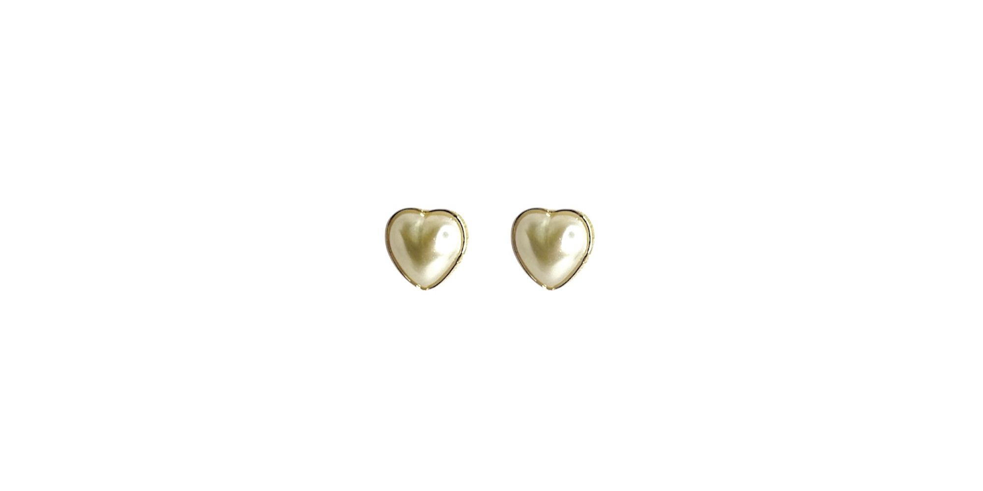 Brinco Pérola Coração Moldura Banhado A Ouro 18K