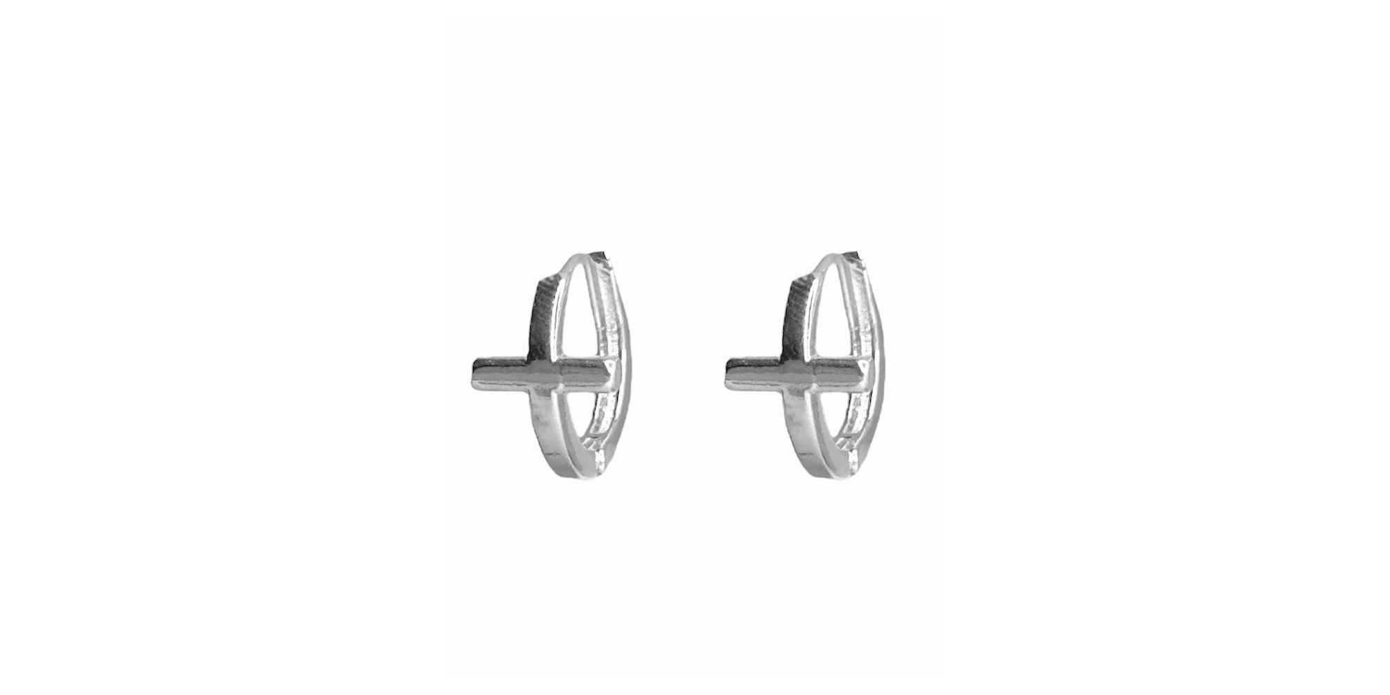 Brinco Argola Em Cruz Banhado A Prata 925 - 000000... - RC JOIAS BY RUDI
