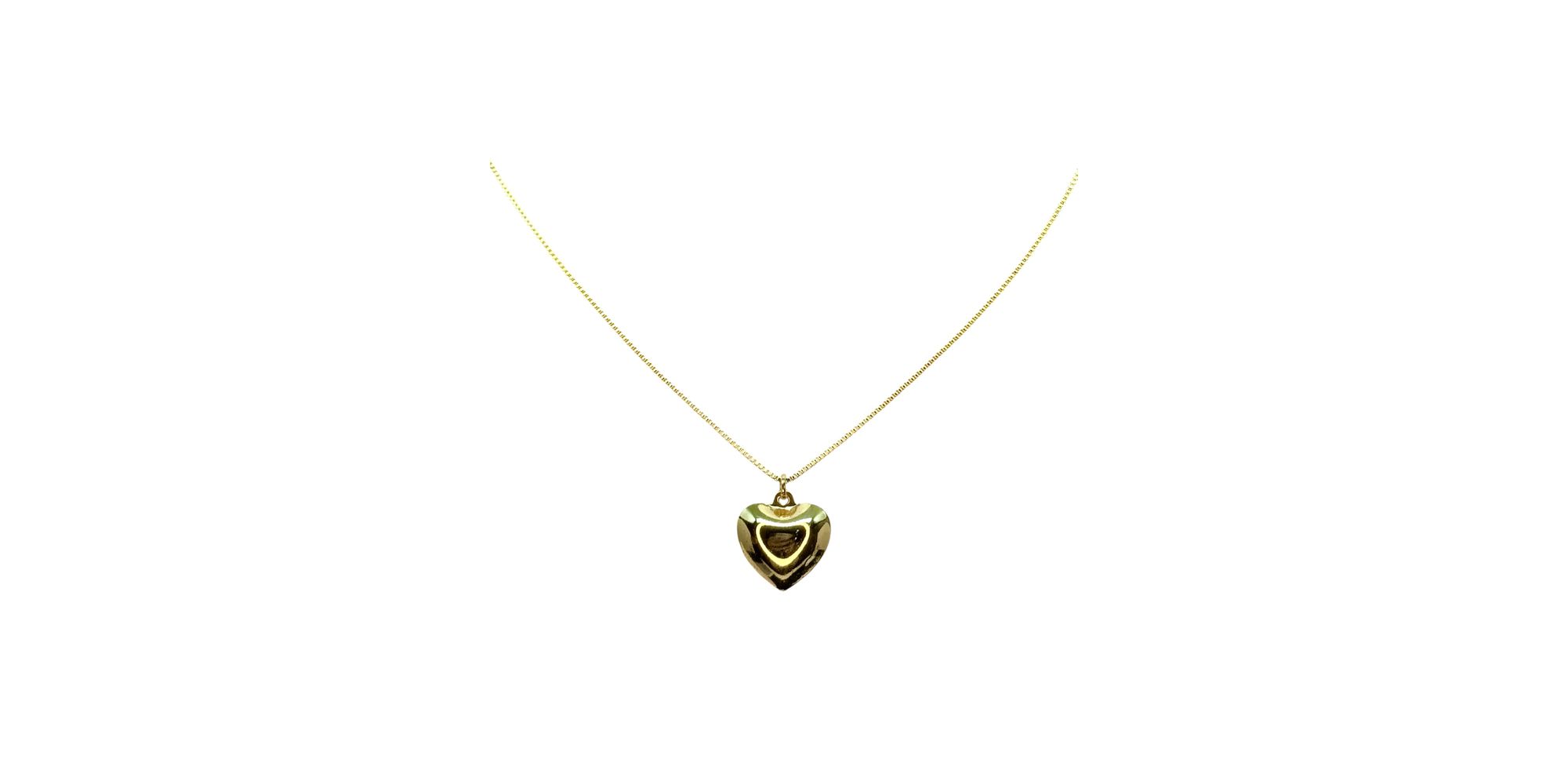 Colar Coração Abaulada 15 Banhado A Ouro 18k
